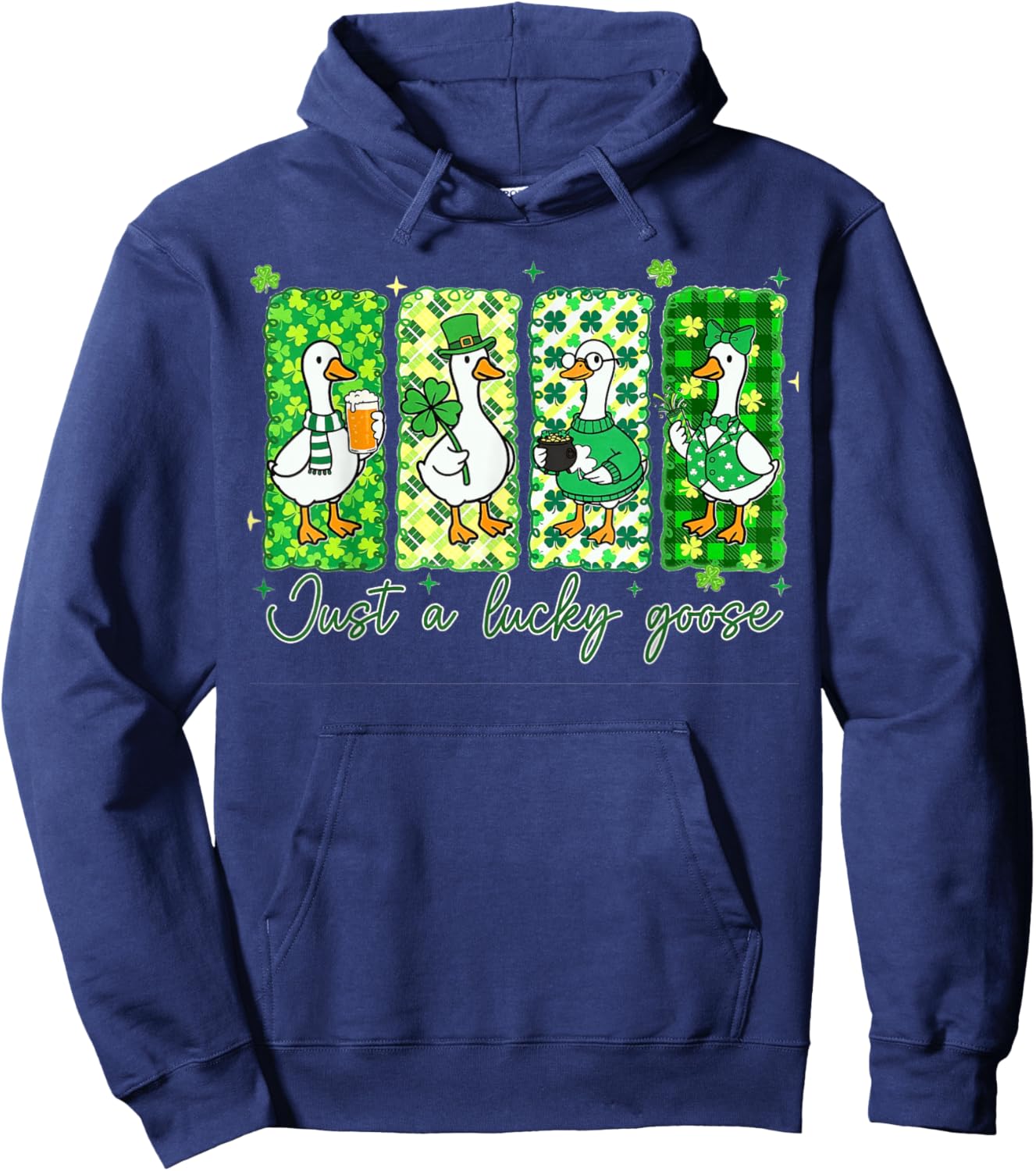 Just A Lucky Goose, St Patricks Day Goose Hoodie - Hoodie | Navy
