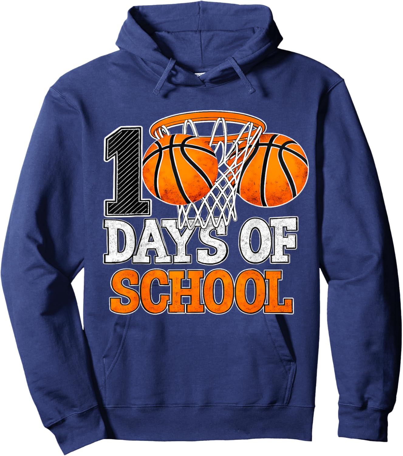 100 Days of School Basketball 100th Day Sport for Kids Boys Hoodie - Hoodie | Navy