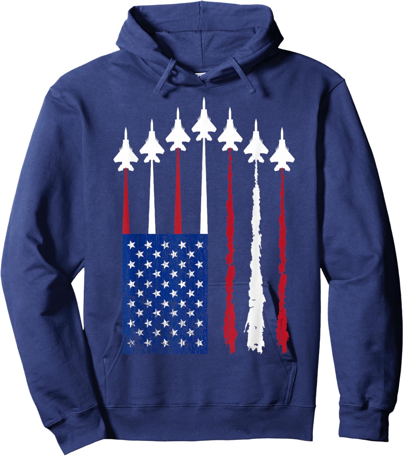 American Flag Fighter Jets Patriotic USA Red White and Blue Hoodie - Hoodie | Navy