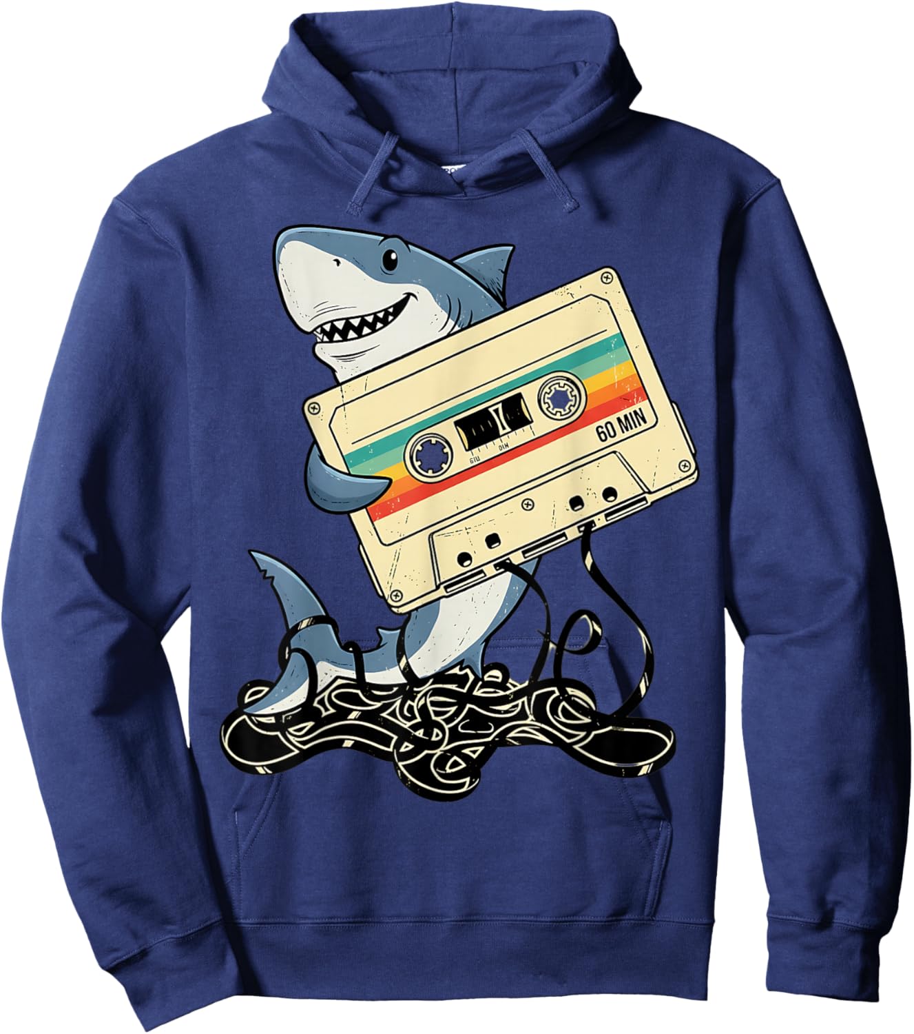 SharkHolding Retro Cassette Tape 80s 90s Music Vintage Hoodie - Hoodie | Navy