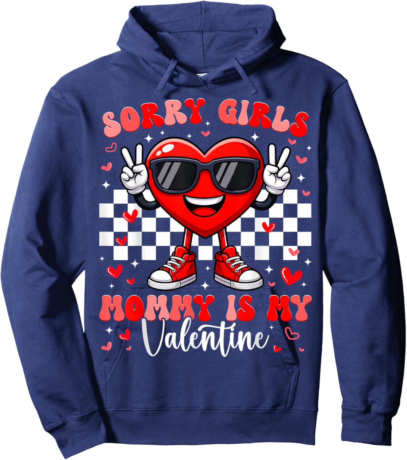 Funny Heart Peace Sign Outfit Toddler Boy Valentine Hoodie - Hoodie | Navy