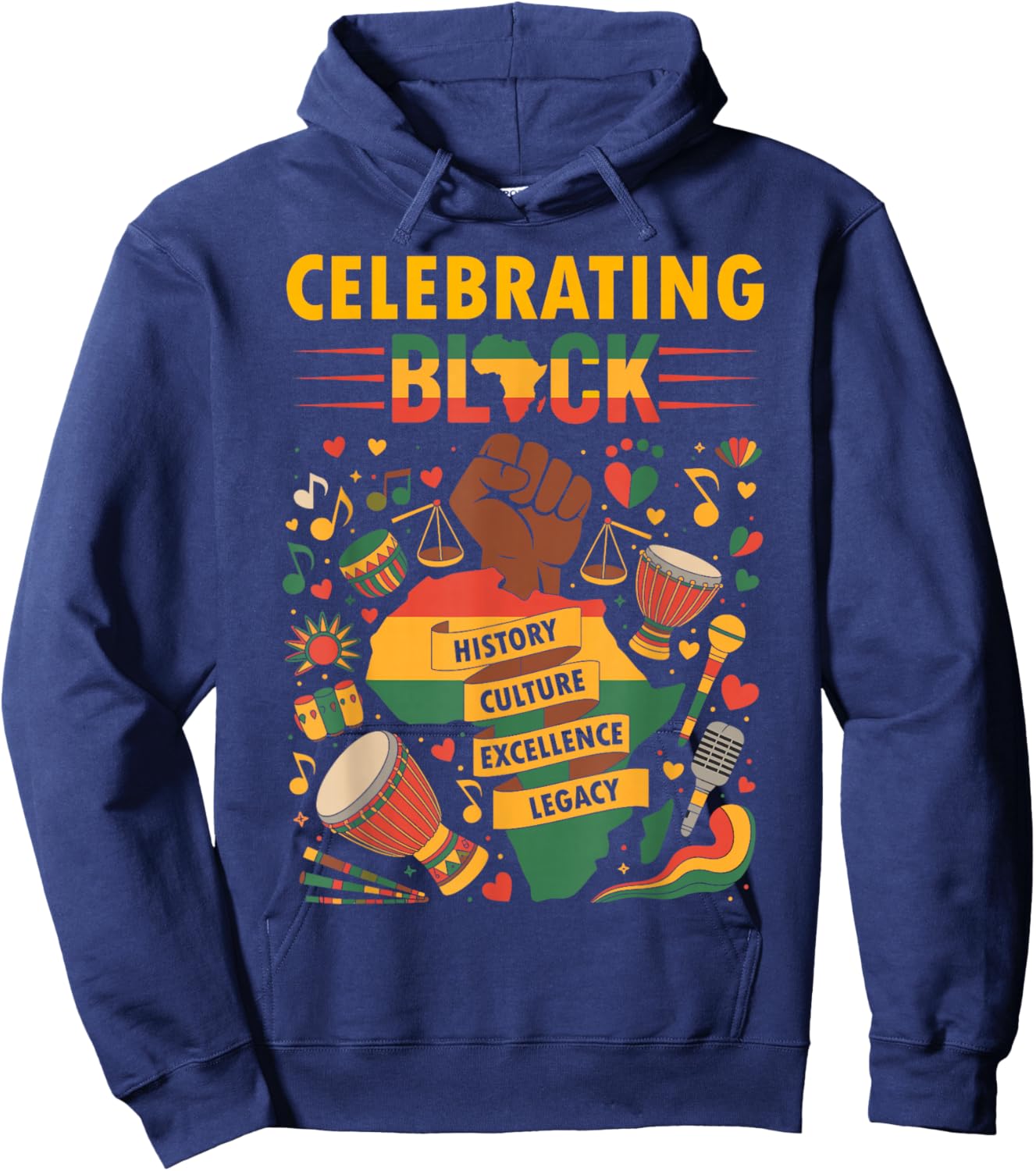 Celebrating Black History Month African American History Hoodie - Hoodie | Navy