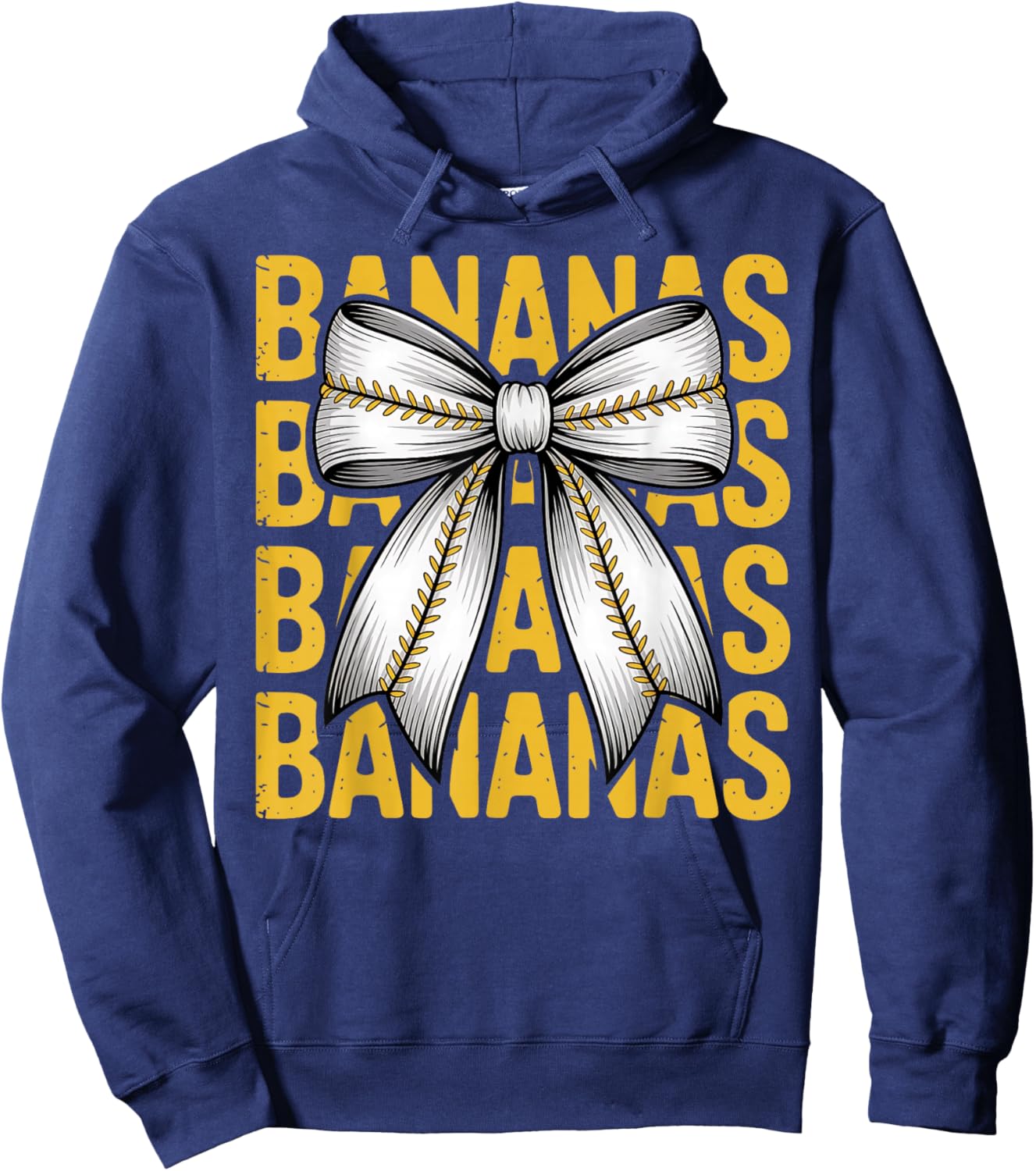 Bananas Coquette Bow Retro Stacked Text Women Girls Kids Hoodie - Hoodie | Navy