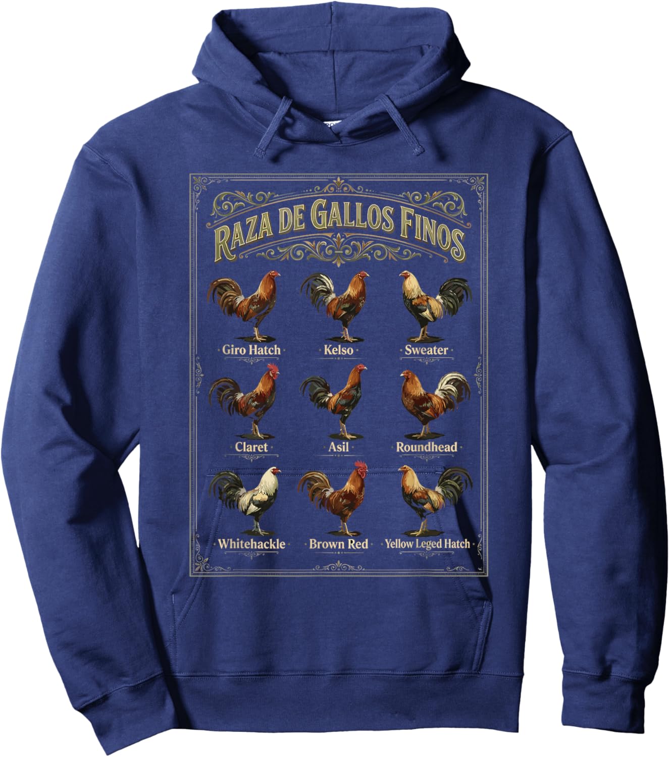 Gamefowl Breeds Chart Art Hoodie - Hoodie | Navy
