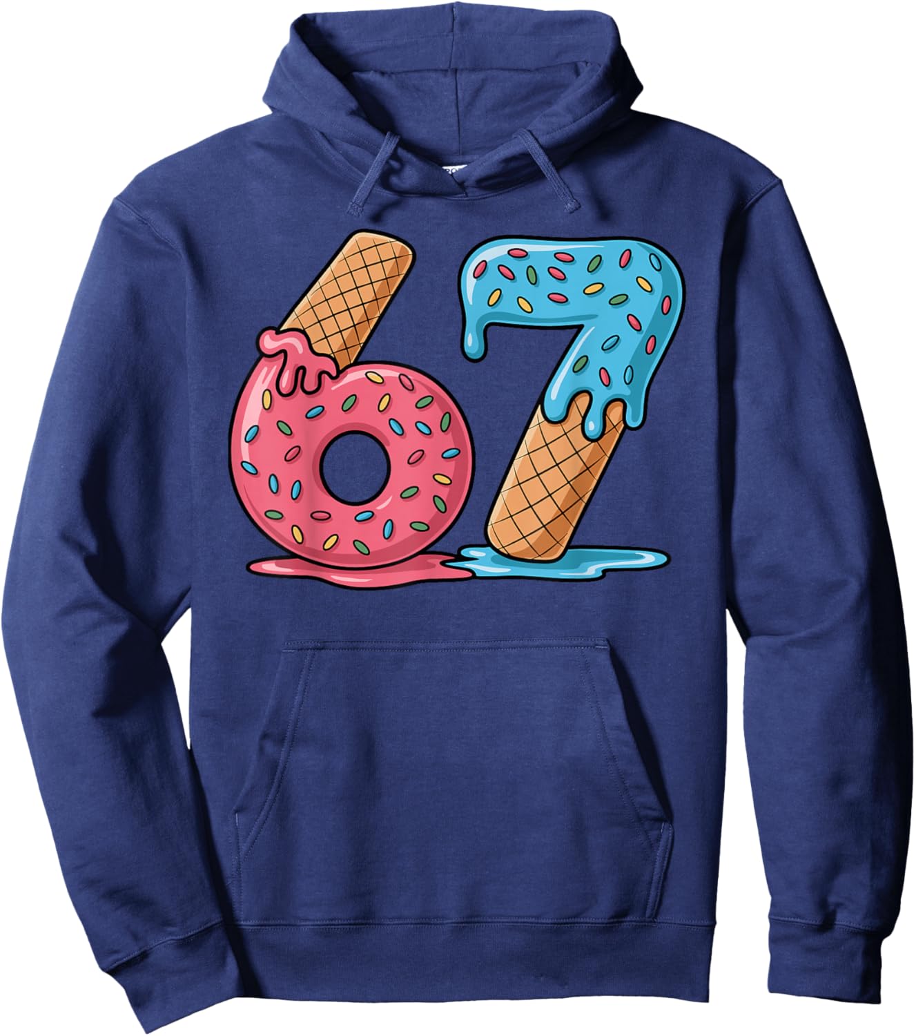 67 Ice Cream Drip Meme Six Seven Gen Alpha Slang Hoodie - Hoodie | Navy