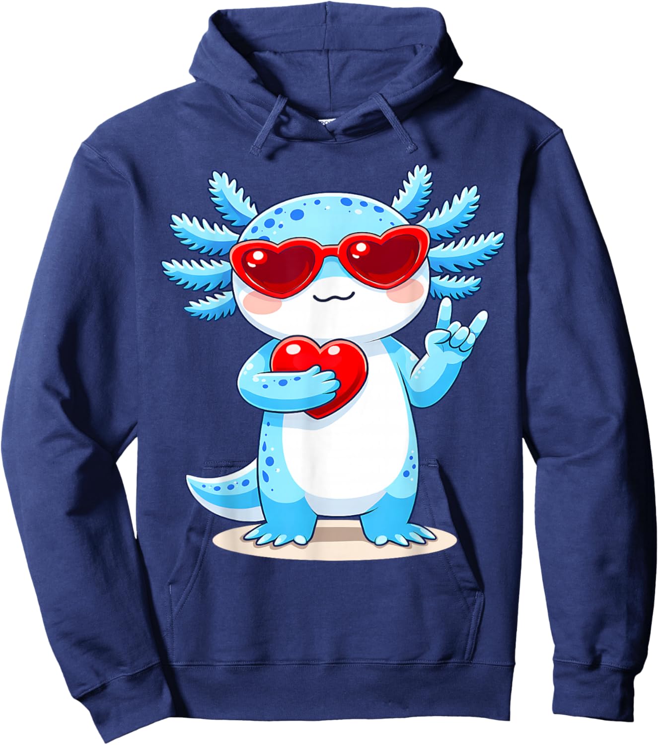 Cute Axolotl Valentines Day Love Funny Axolotl Boys Kids Hoodie - Hoodie | Navy