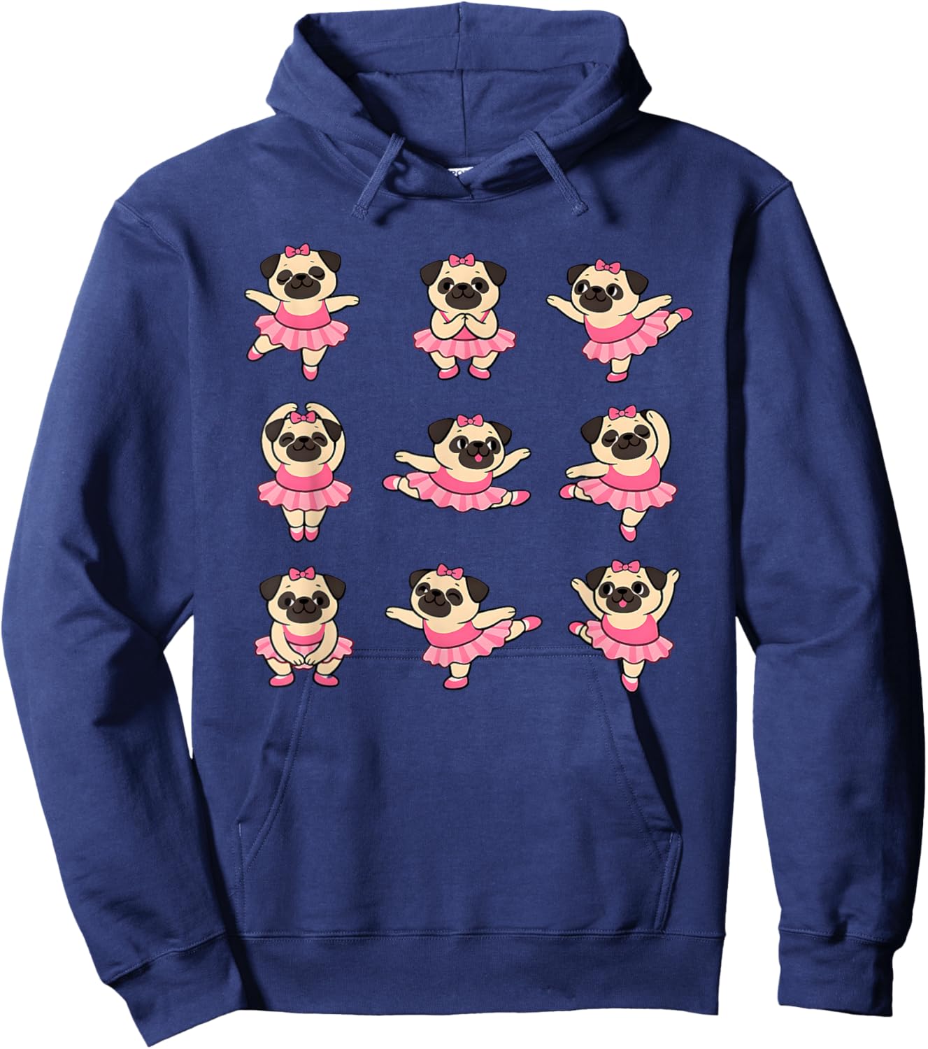 Cute Ballet Pug Puppy in Pink Tutu Dancing Hoodie - Hoodie | Navy