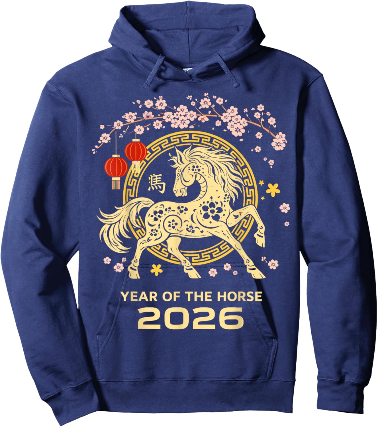 Happy Lunar Chinese New Year of The Horse 2026 Zodiac Hoodie - Hoodie | Navy