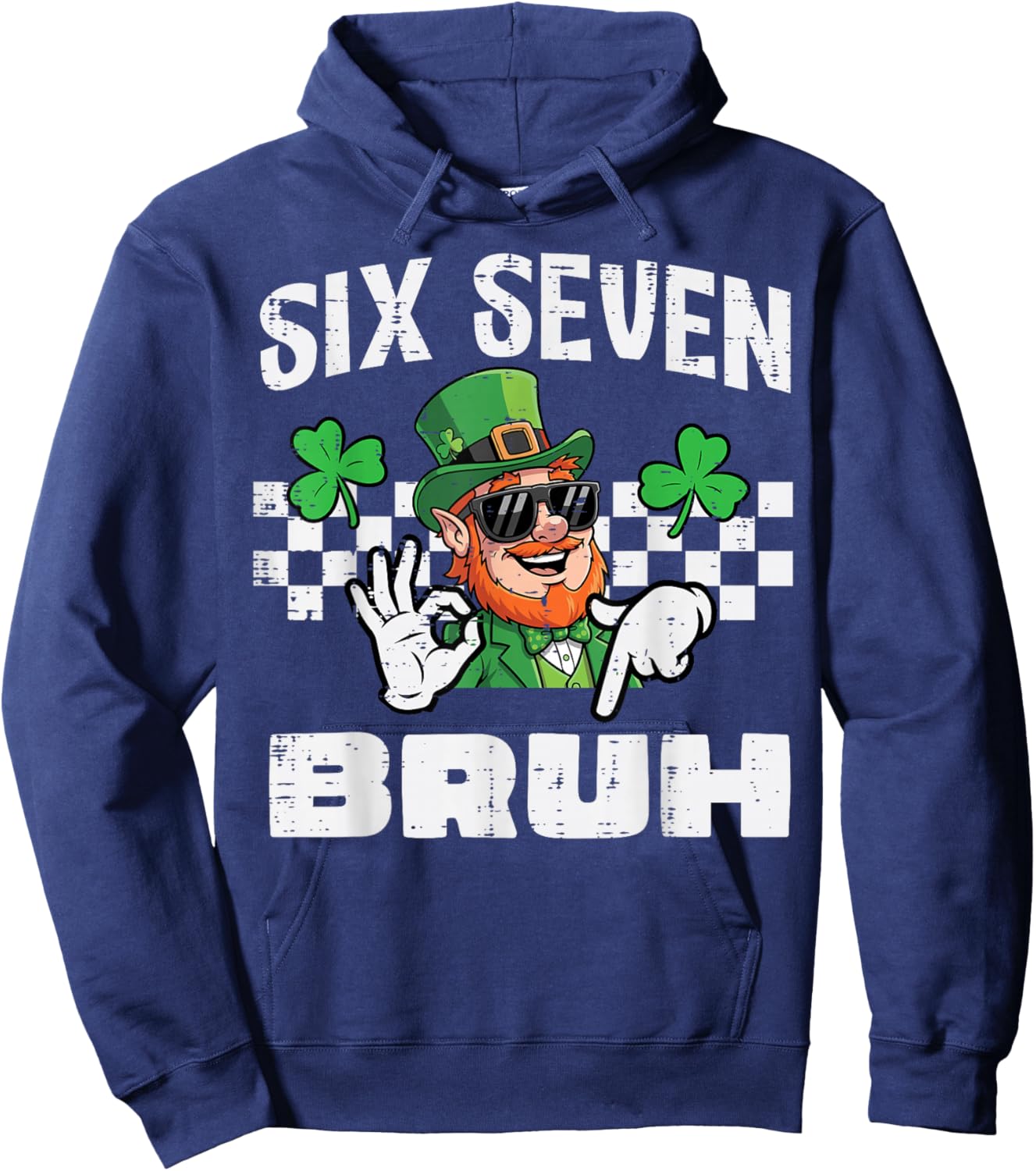 Six Seven Bruh St Patricks Day 6 7 Meme 67 Kids Youth Boys Hoodie - Hoodie | Navy