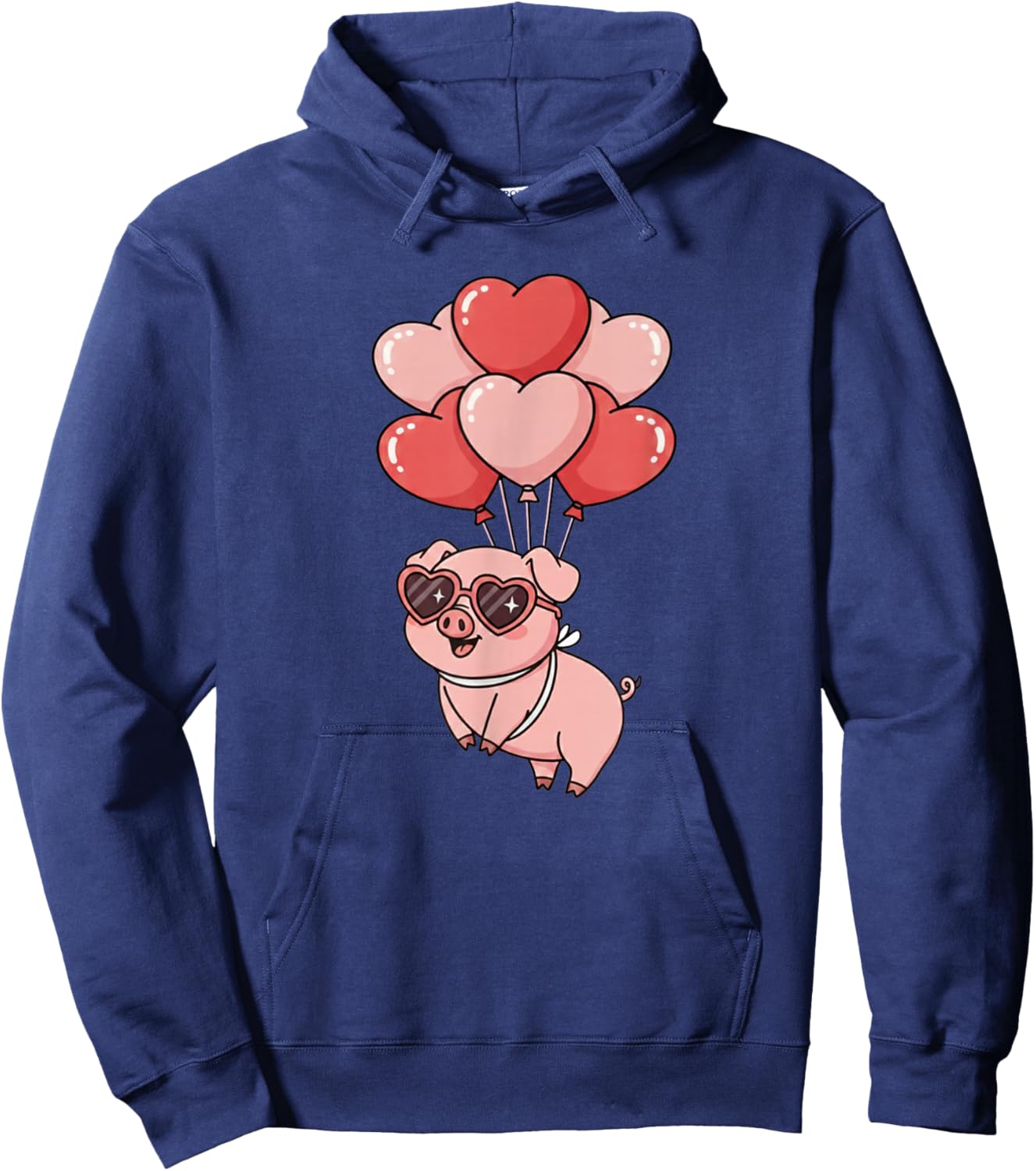 Girls Moms Valentines Day Hearts Show Pig Lover Hoodie - Hoodie | Navy