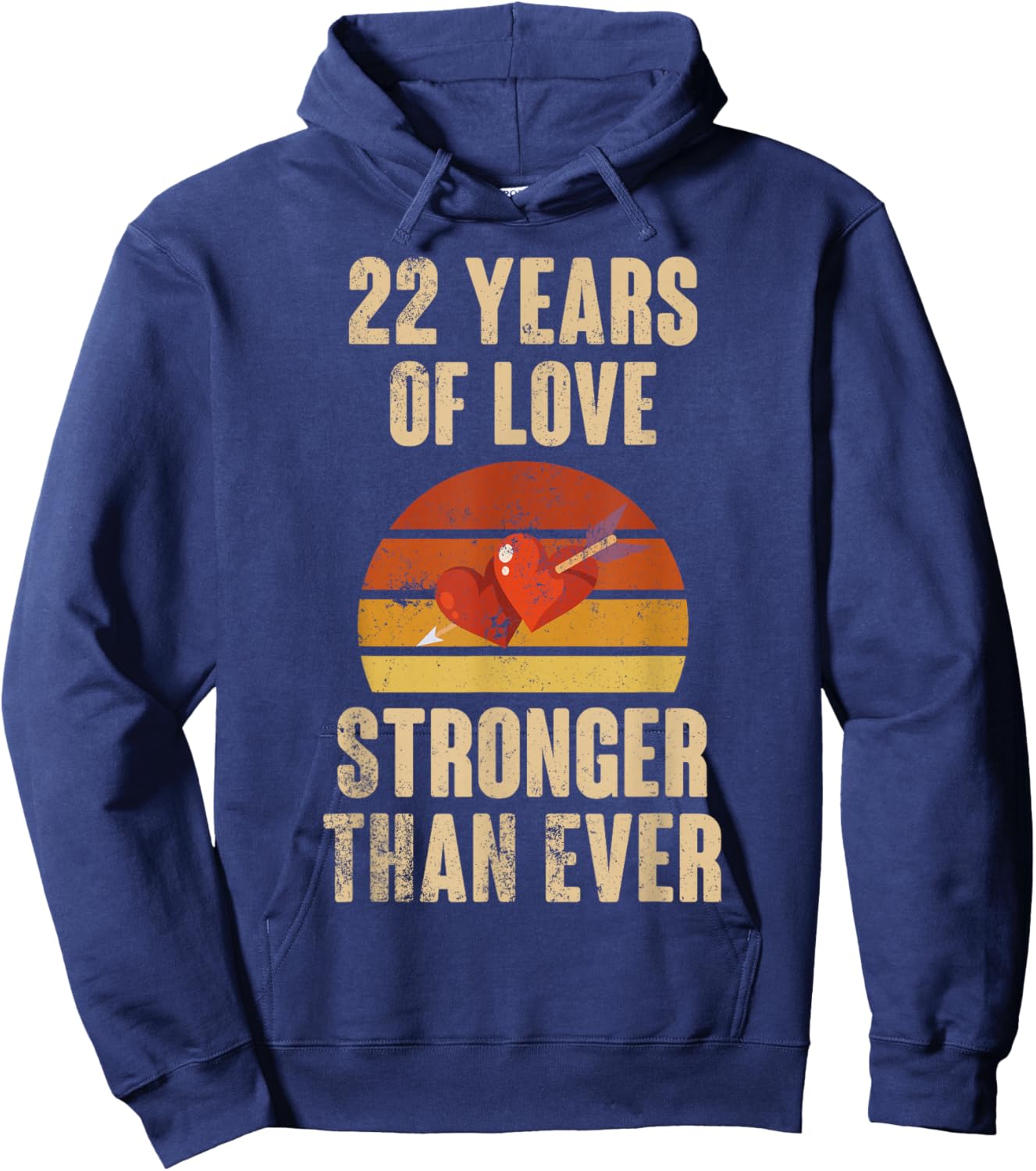 22 Years of Love Retro Vintage 22nd Wedding Anniversary Hoodie - Hoodie | Navy