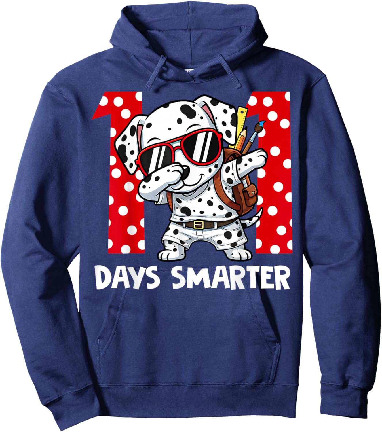 100 Days Smarter Cute Dalmatian Dog 100th Day of School Kids Hoodie - Hoodie | Navy