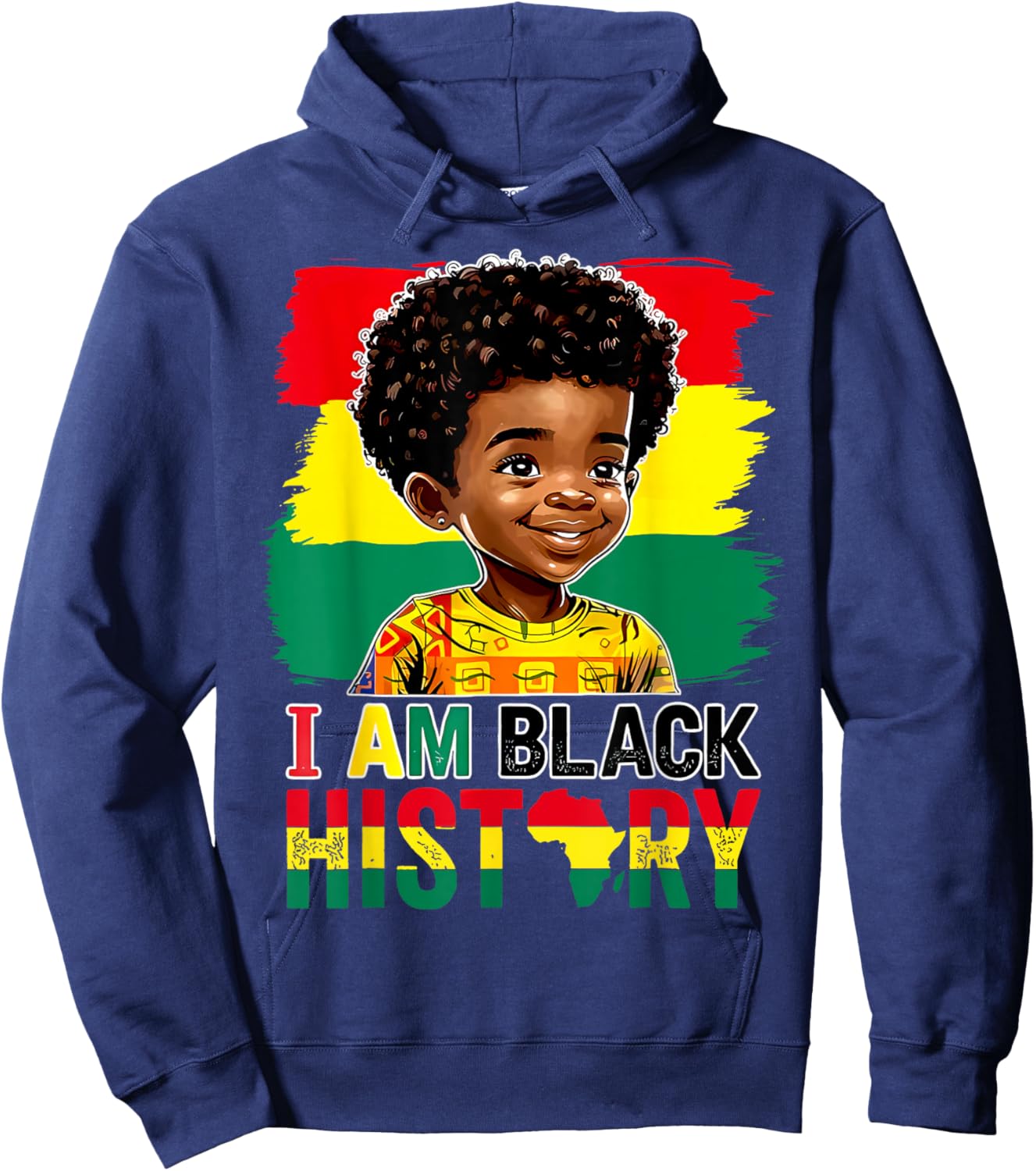 I Am Black History Boys Men Patriotic African American Hoodie - Hoodie | Navy
