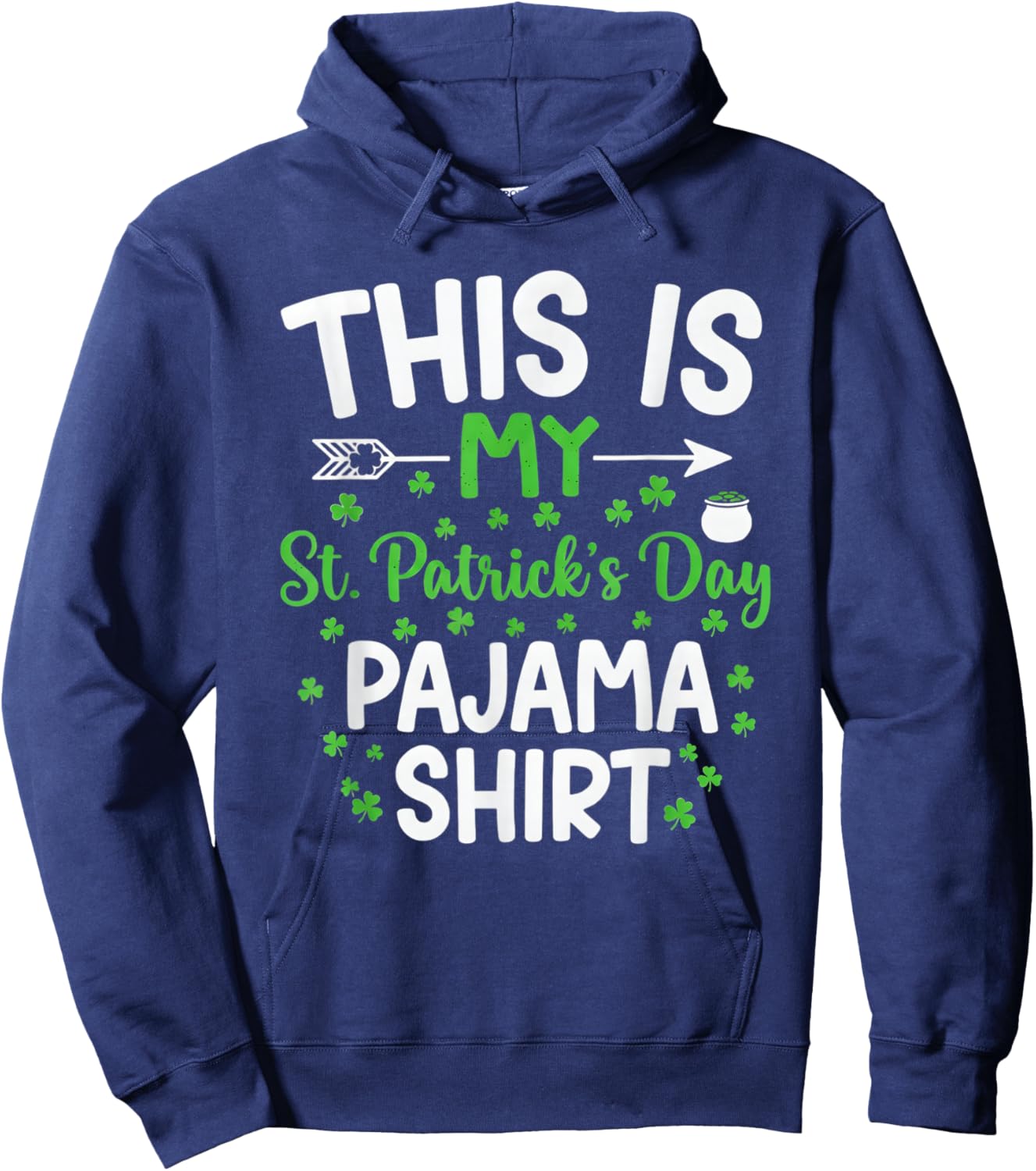 This is My St Patrick's Day Pajama Boys Girls Kids Shamrock Hoodie - Hoodie | Navy