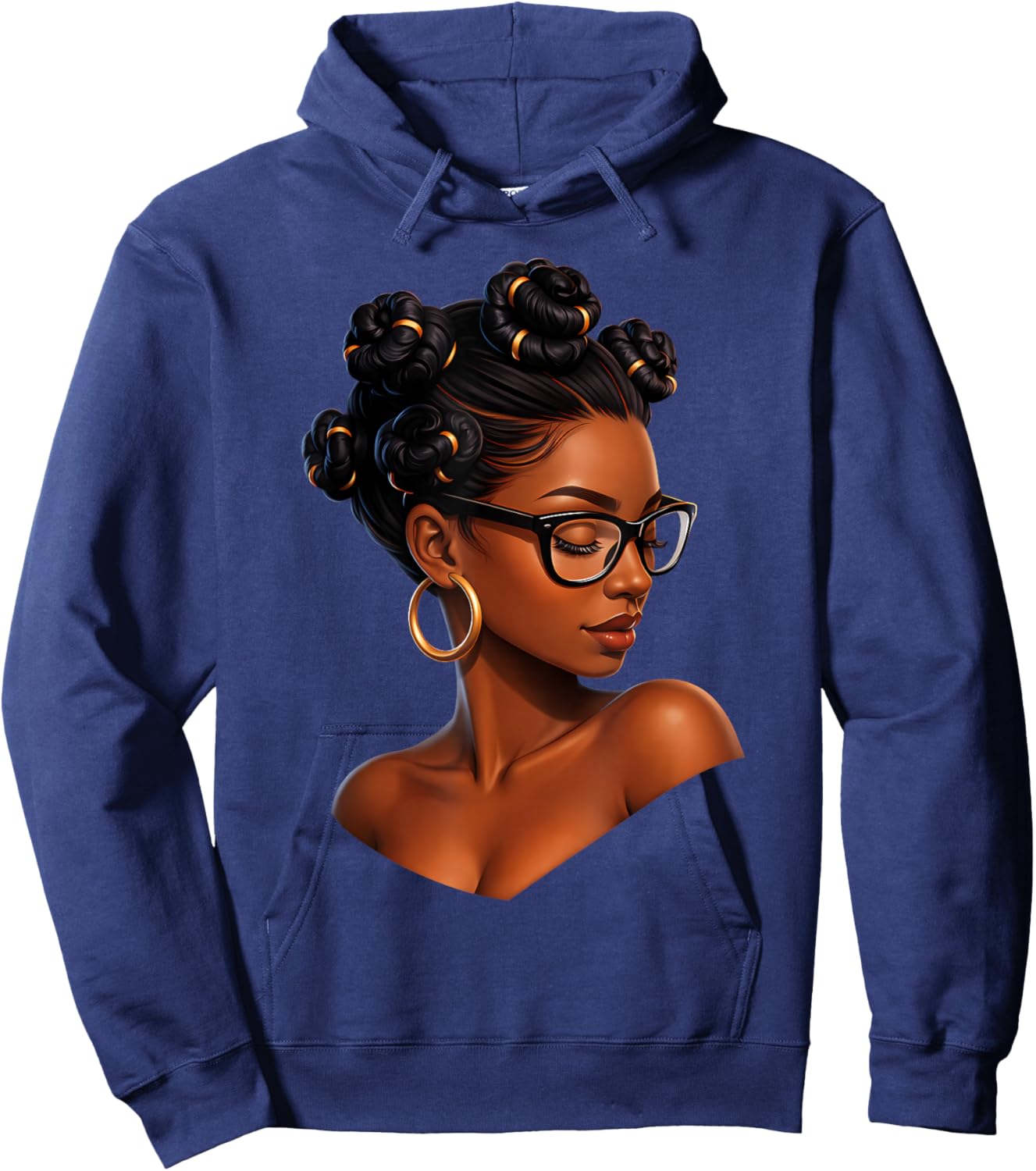 Melanin Afro Woman African American Black History Month Hoodie - Hoodie | Navy