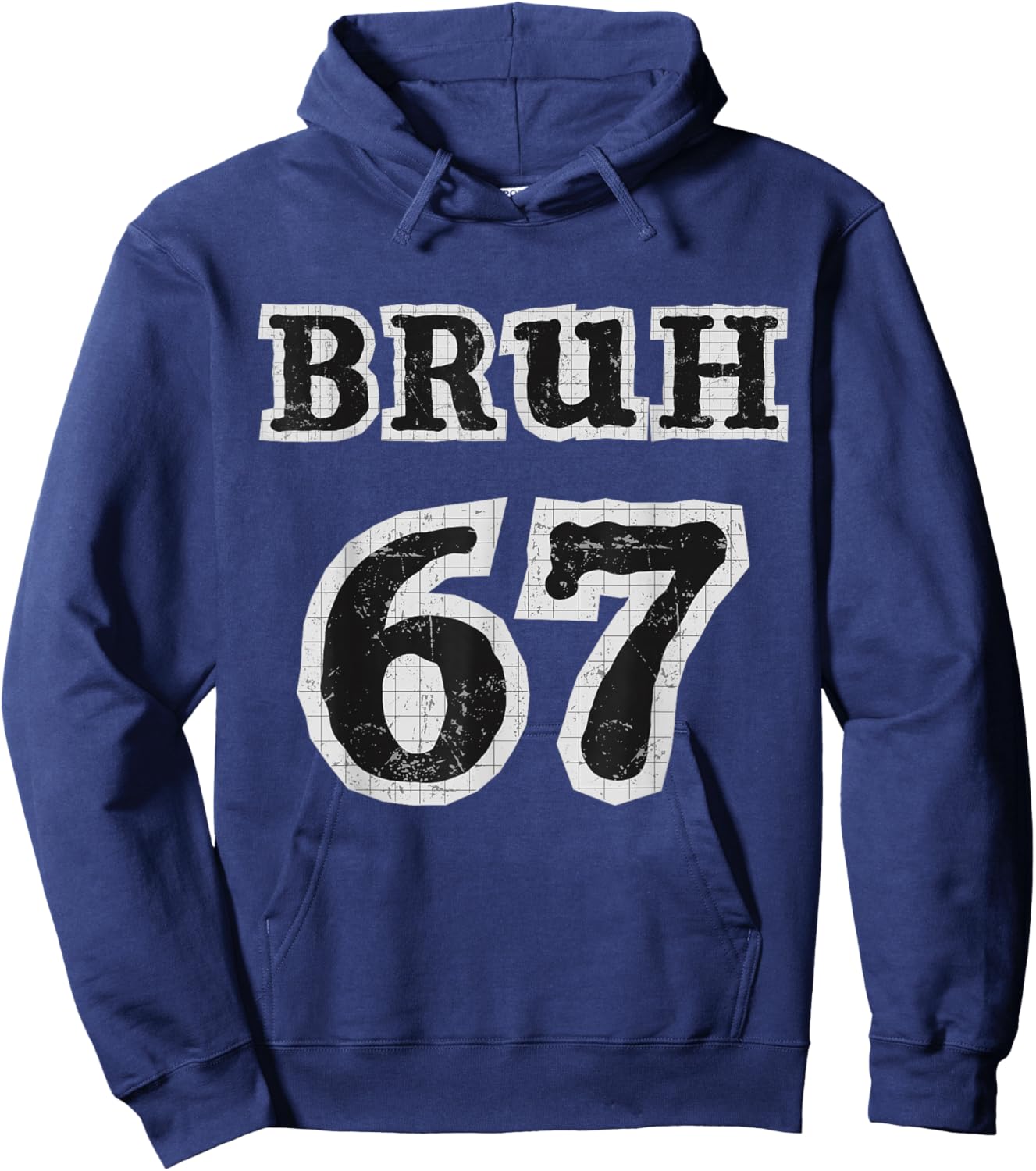 Bruh 67 Retro Style Funny Graphic Art Bold Humor Hoodie - Hoodie | Navy
