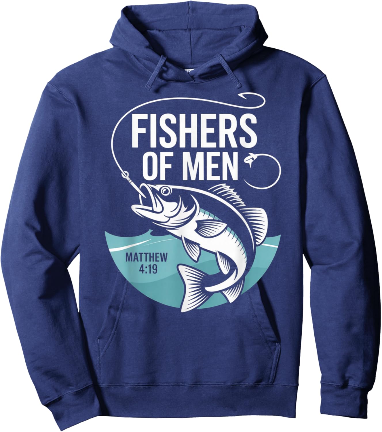 Christian Angler Fishers of Men Matthew 4 19 Verse Hoodie - Hoodie | Navy