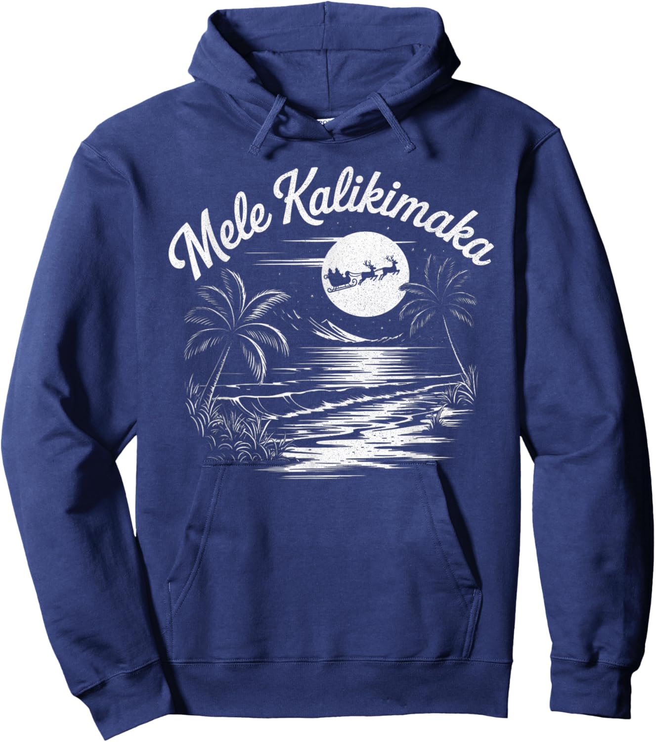 Mele Kalikimaka Christmas Hawaii Beach Hawaiian Santa Surf Hoodie - Hoodie | Navy