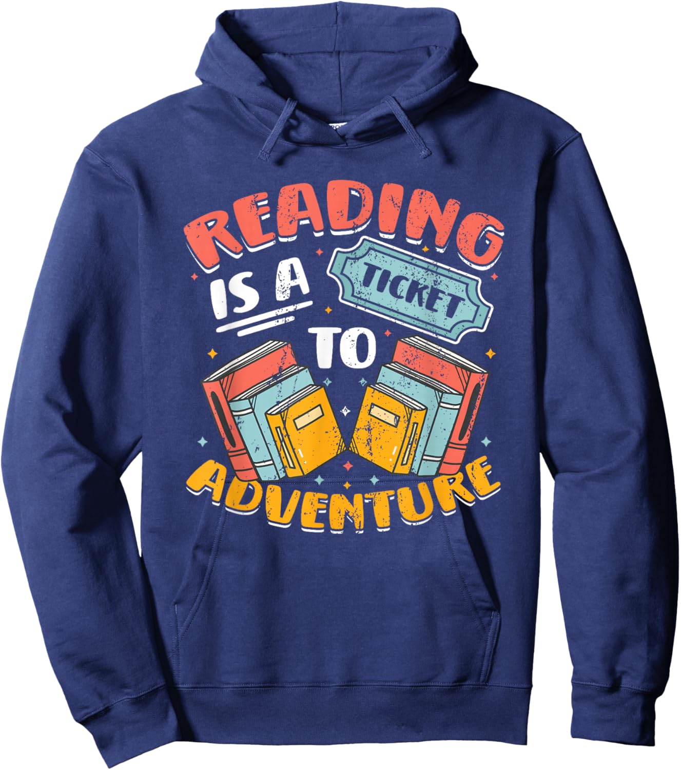 Reading is A Ticket to Adventure Book Library Themed Hoodie - Hoodie | Navy