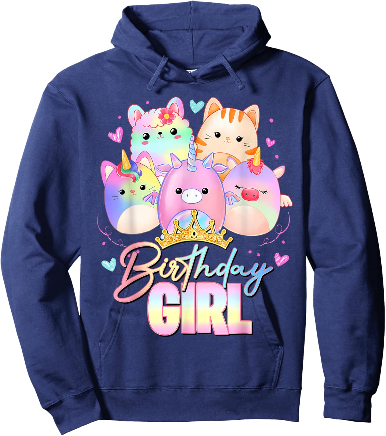 Cute Birthday Girl Squish Squad Funny Birthday Party Costume Hoodie - Hoodie | Navy