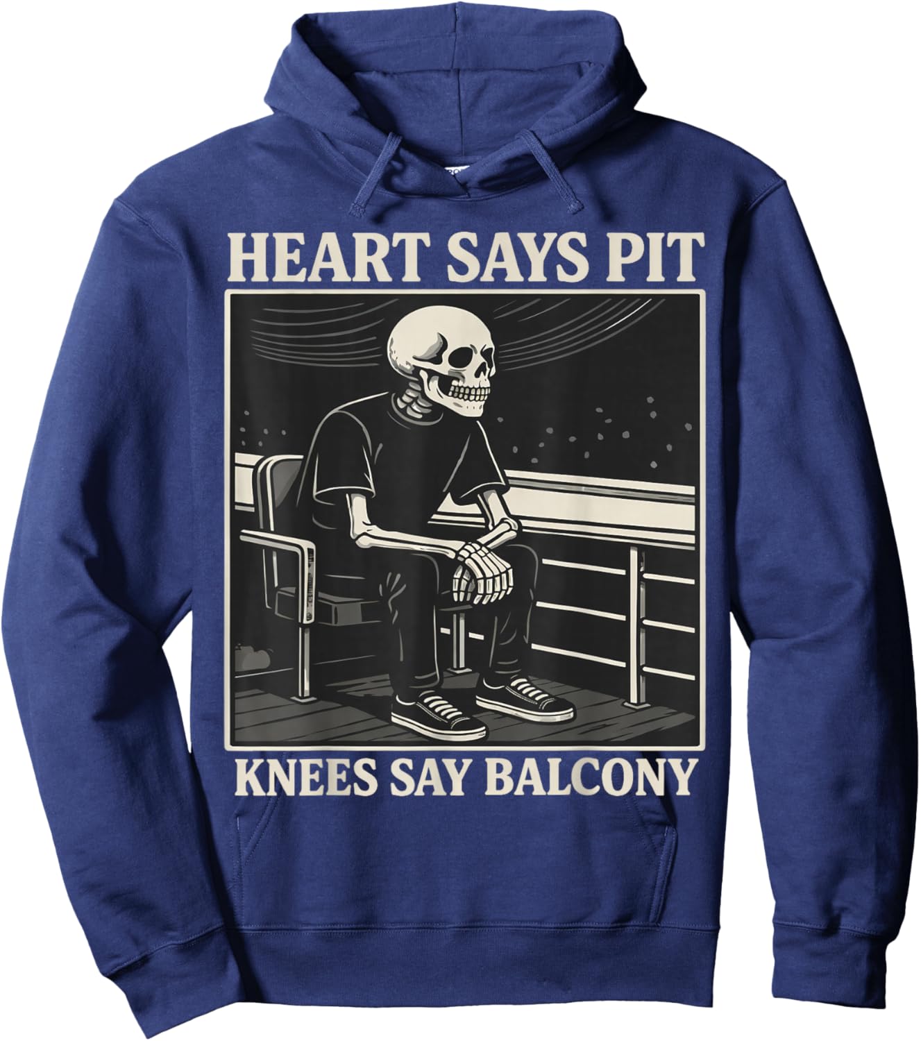 Heart Says Pit Knees Say Balcony Funny Old Men Music Quote Hoodie - Hoodie | Navy