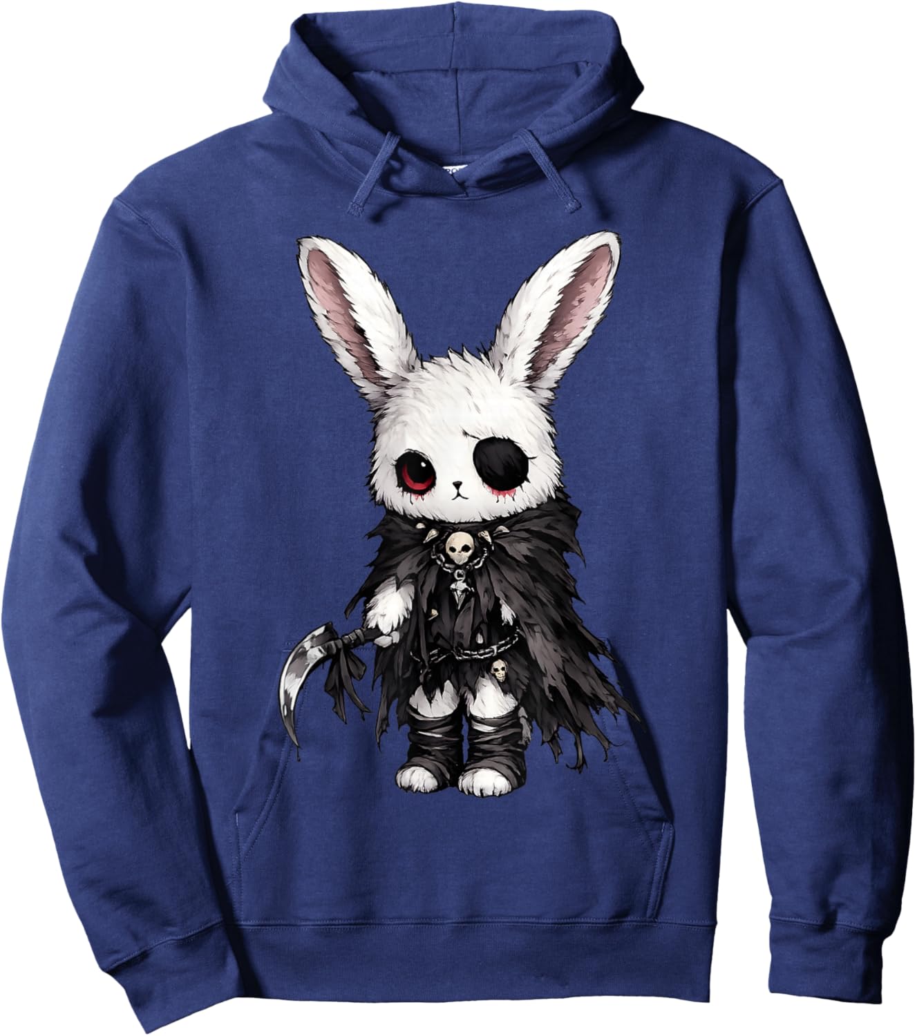 Creepy Cute Kawaii Bunny Horror Aesthetic Goth Rabbit Hoodie - Hoodie | Navy