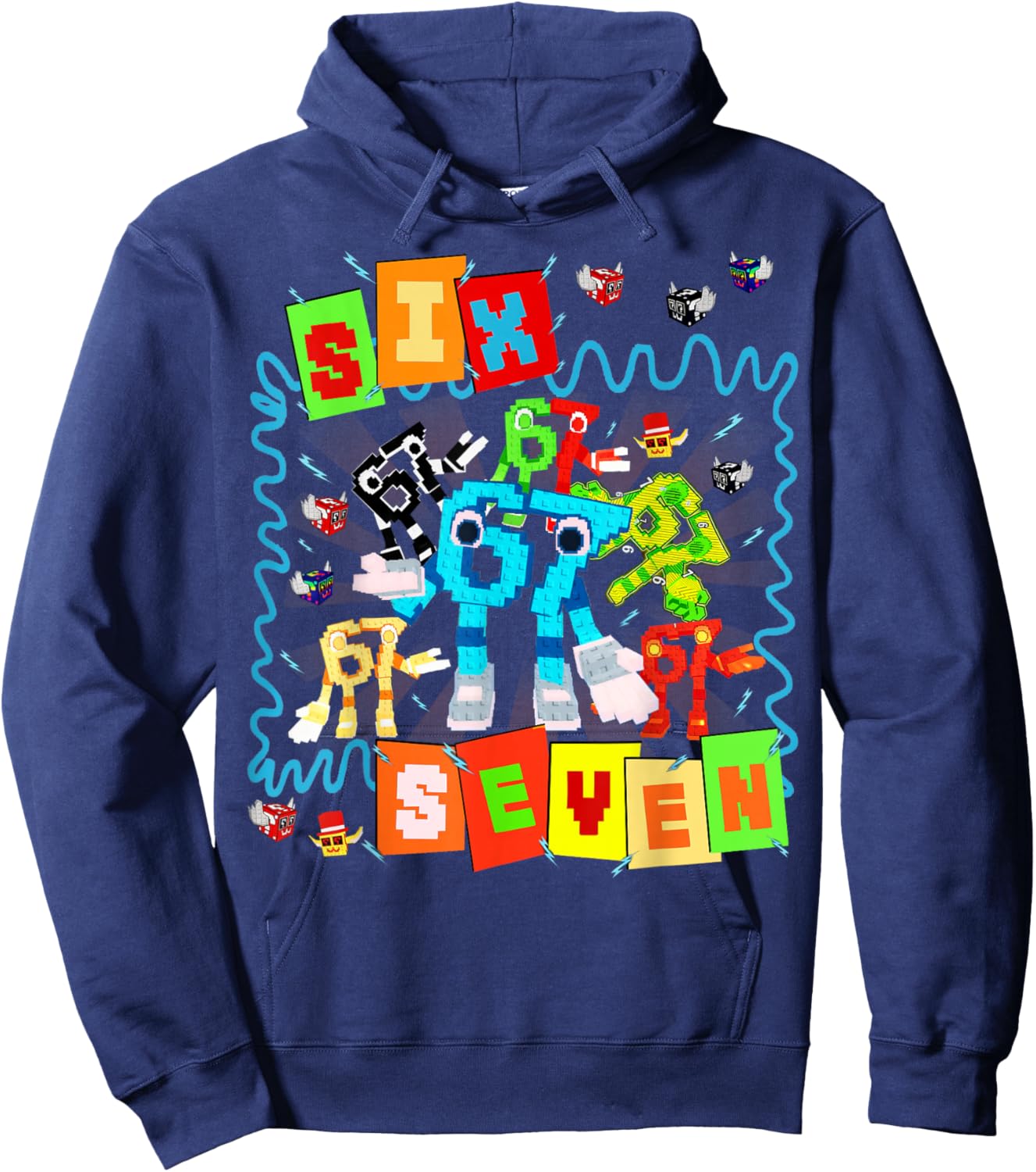 Six Seven 67 Brainrot Gaming Funny Gifts Boys Kids Hoodie - Hoodie | Navy