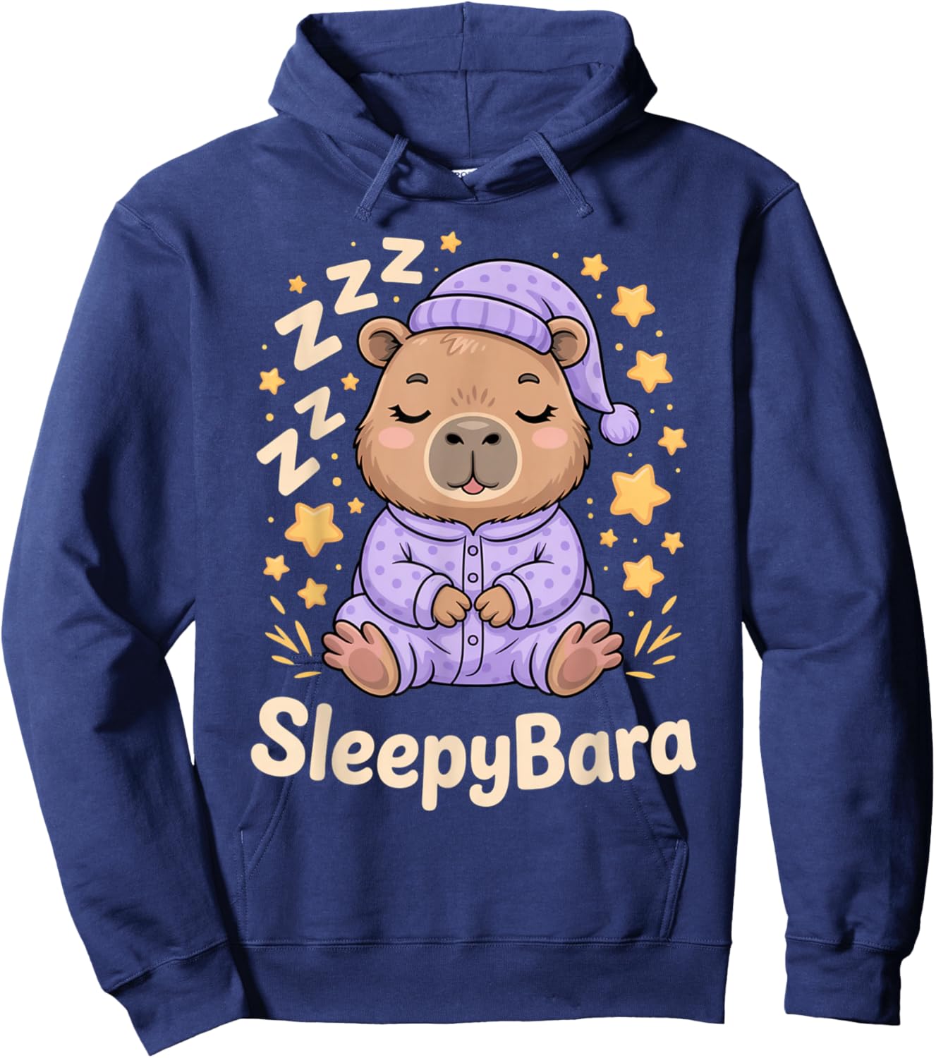 Sleepybara Capybara Pajamas Zzz Bedtime Night Cute Kawaii Hoodie - Hoodie | Navy