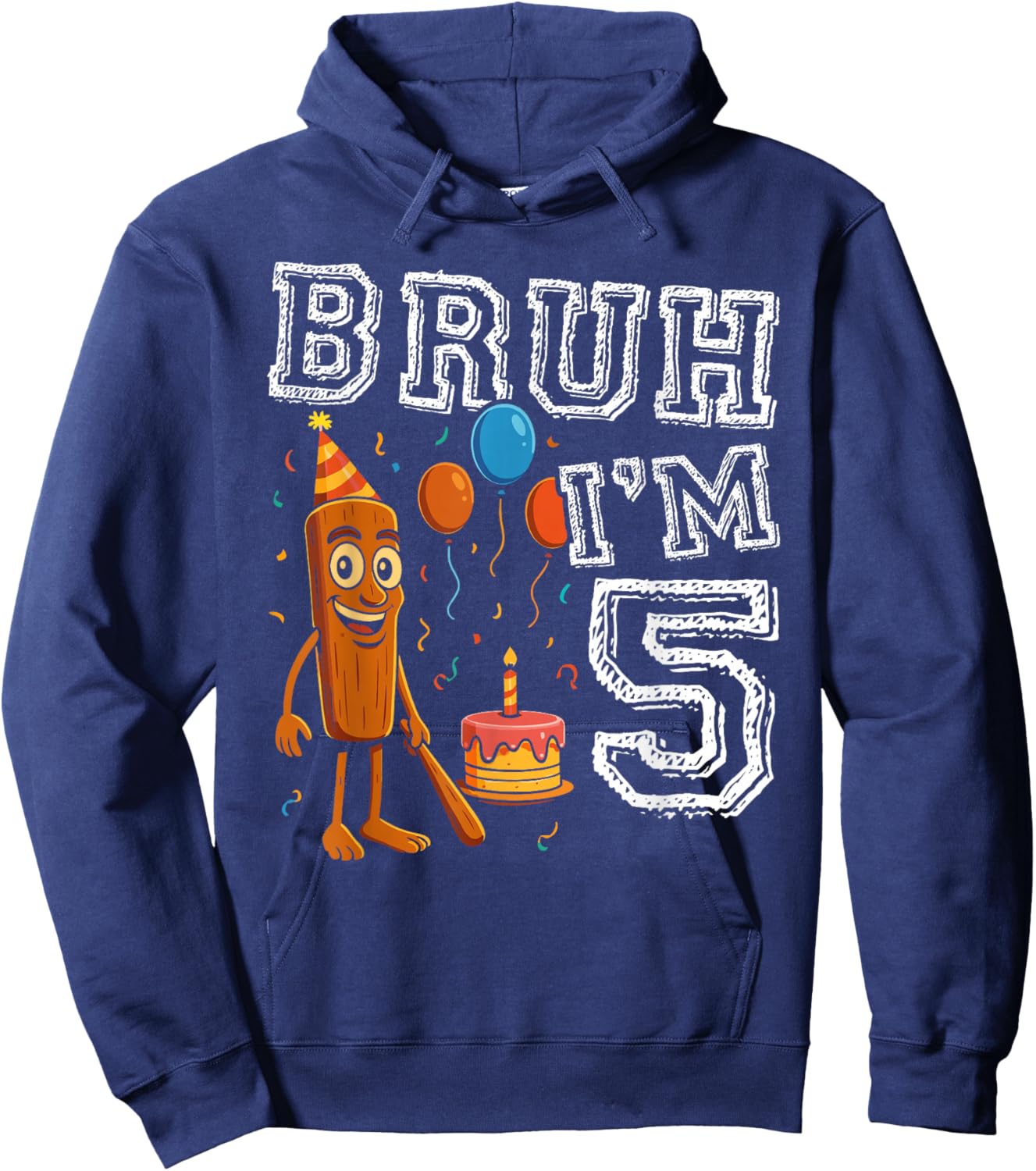Italian Brainrot Bruh I'm 5 Age 5th Kids Boys Girls Hoodie - Hoodie | Navy