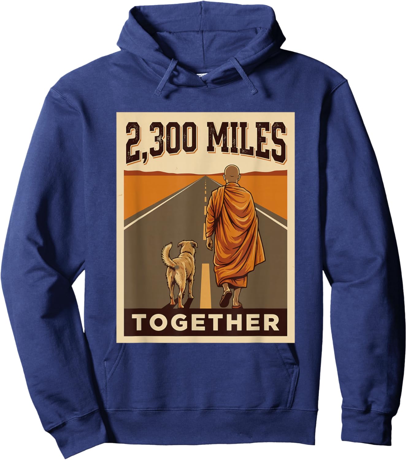 2,300 Miles Together Walk for Peace Monk and Dog Aloka Retro Hoodie - Hoodie | Navy
