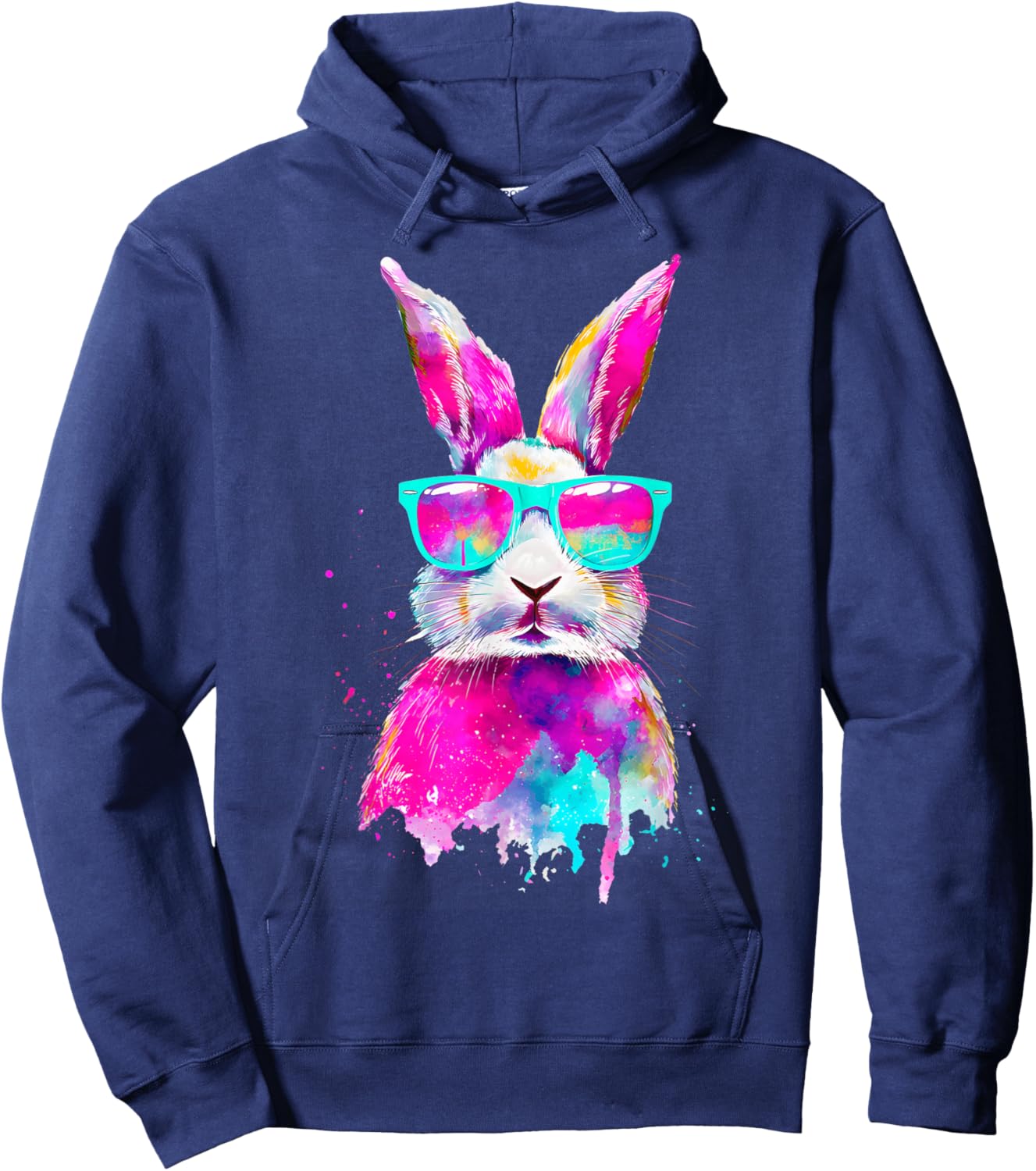 Bunny Face with Sunglasses Easter Day Men Women Kids Hoodie - Hoodie | Navy