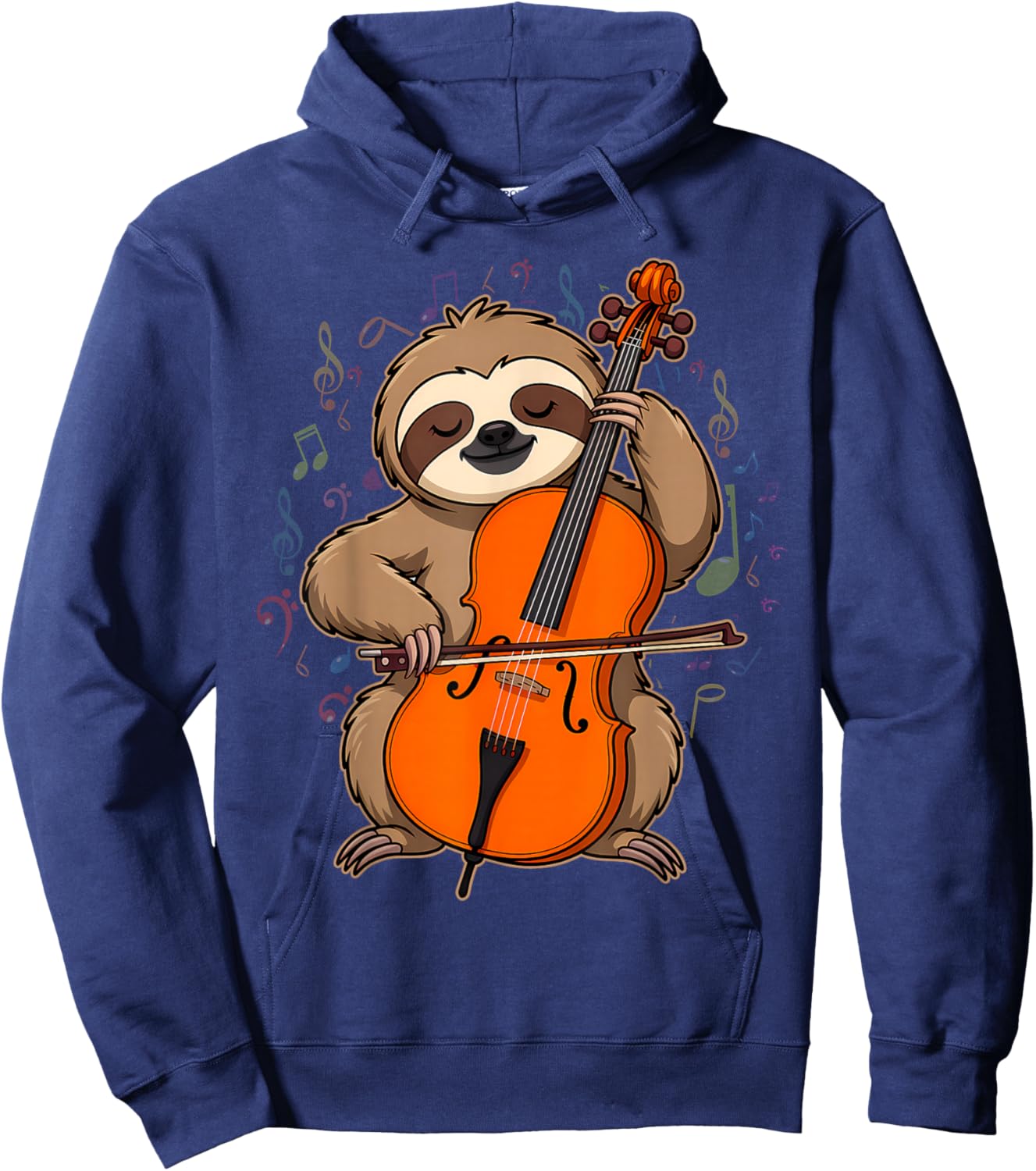 Cellist Sloth Cello Player Orchestra Music Animal Hoodie - Hoodie | Navy