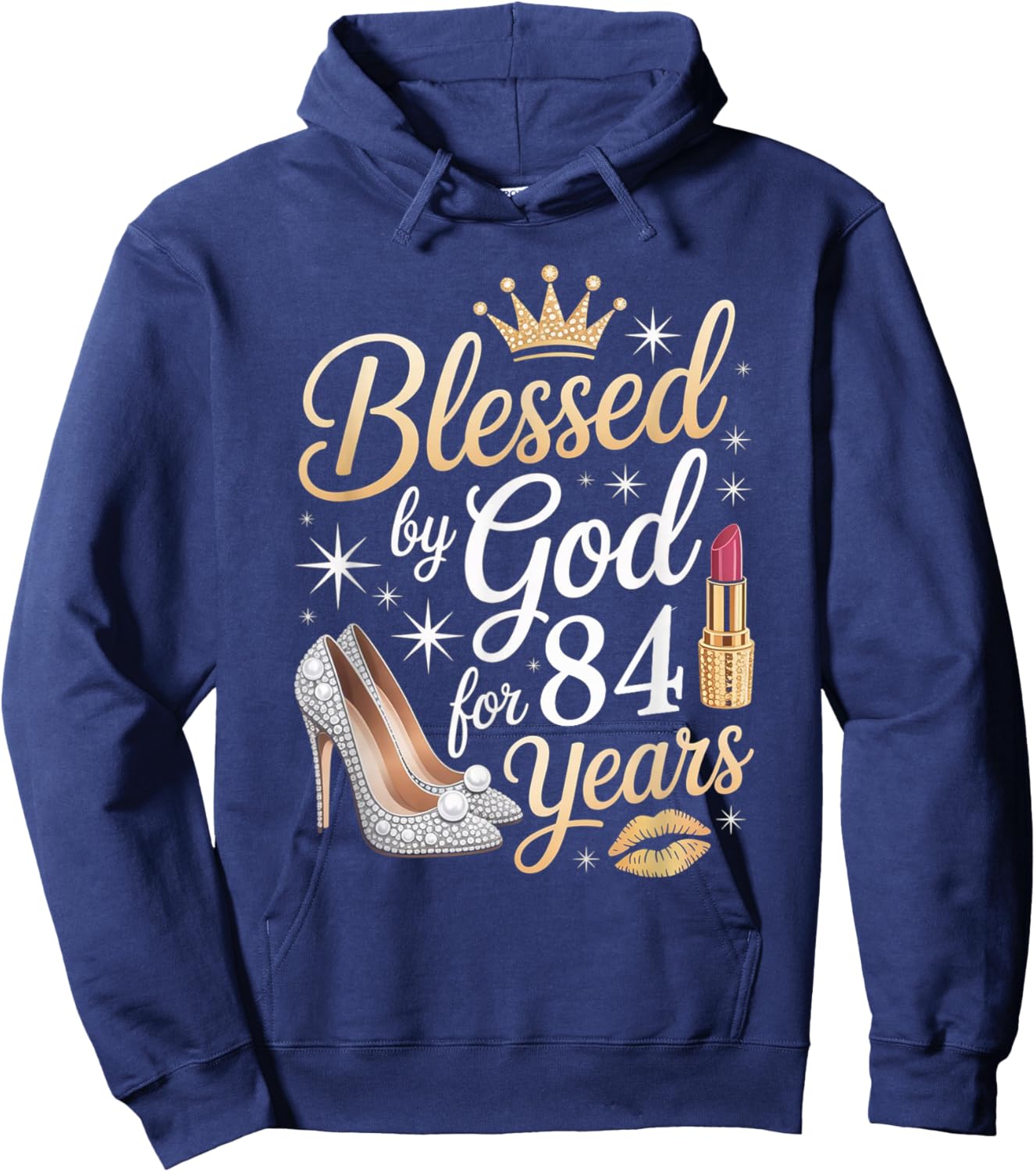 Blessed by God for 84 Years Happy 84th Birthday Hoodie - Hoodie | Navy