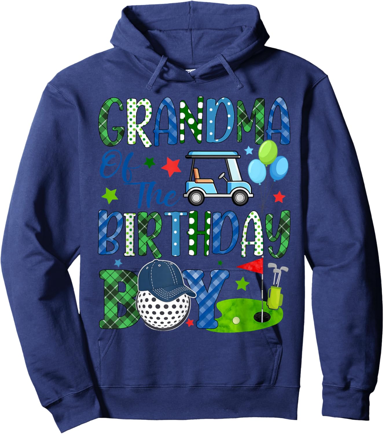 Grandma of The Birthday Boy Golf Sport Matching Family Hoodie - Hoodie | Navy