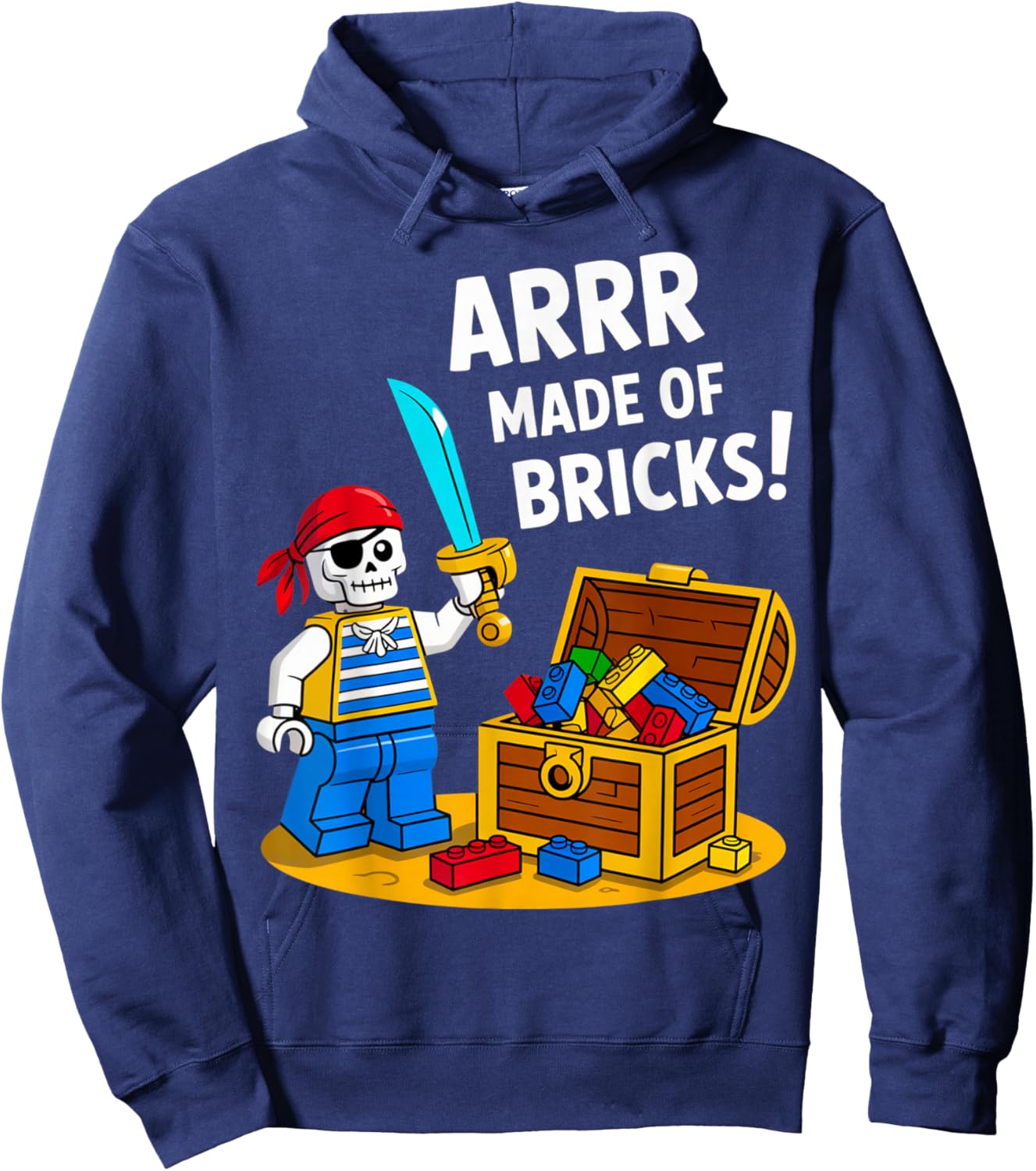 Halloween Bricks Pirate Skeleton Builder Blocks Building Toy Hoodie - Hoodie | Navy