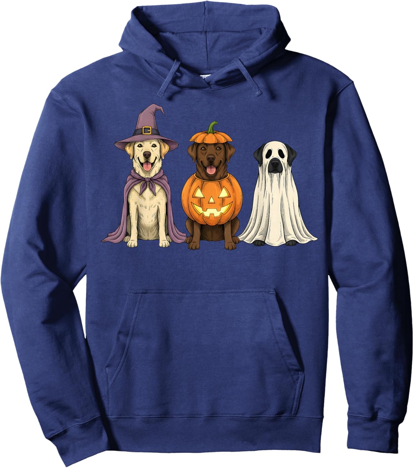 Spooky Ghost Labrador Retriever Pumpkin Halloween Dog Lover Hoodie - Hoodie | Navy