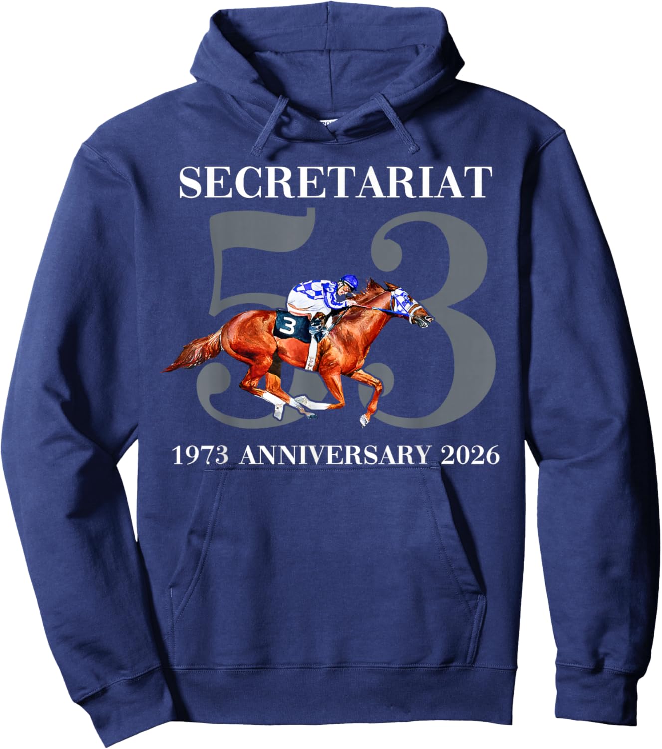 Secretariat 1973 Horse Racing Hoodie - Hoodie | Navy