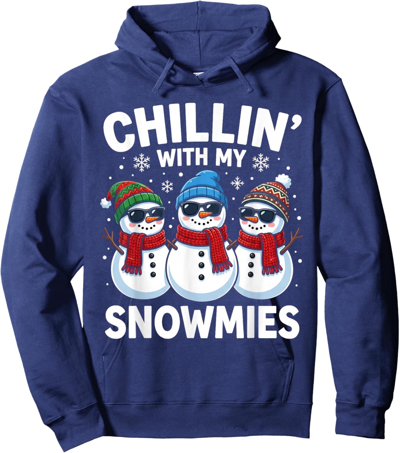 Chillin with My Snowmies Snowman Boy Kid Funny Winter Snow Hoodie - Hoodie | Navy