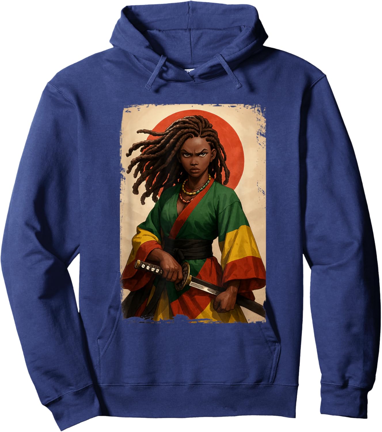 Black Woman Samurai Kimono Black History Month Hoodie - Hoodie | Navy