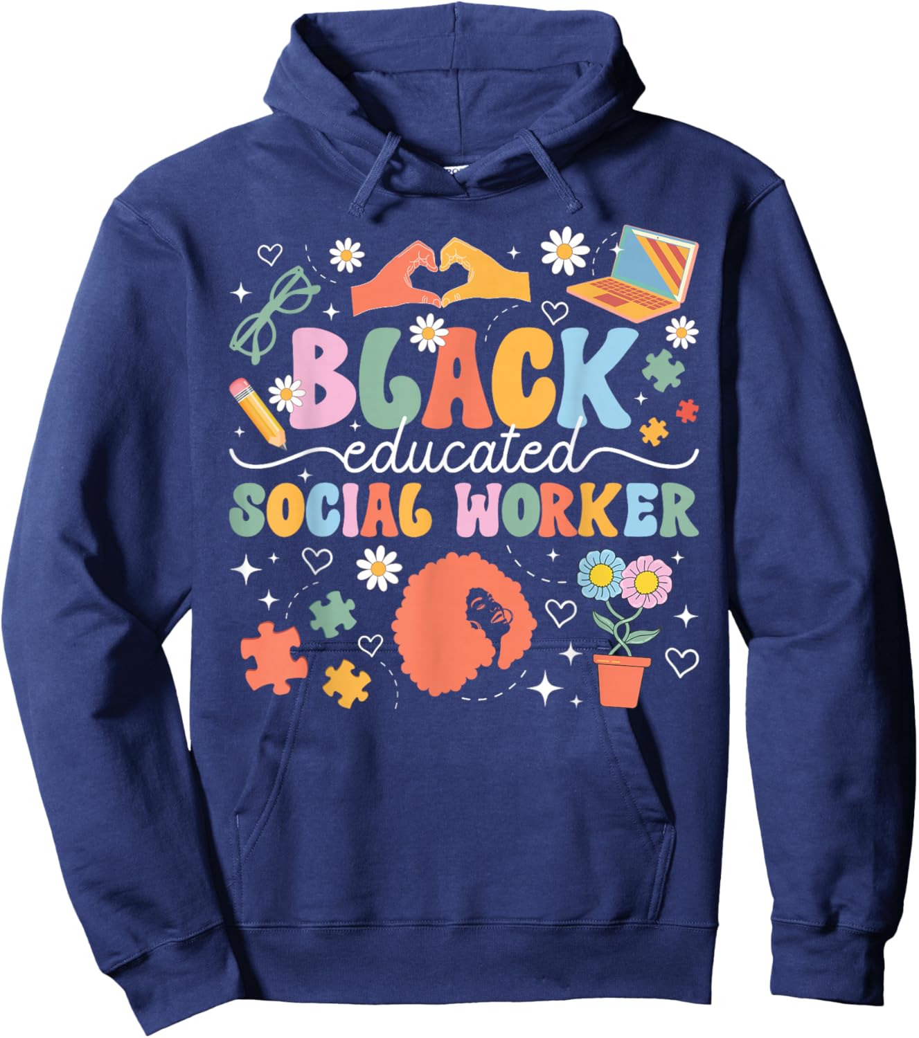Black Educated Social Worker African American Social Workers Hoodie - Hoodie | Navy