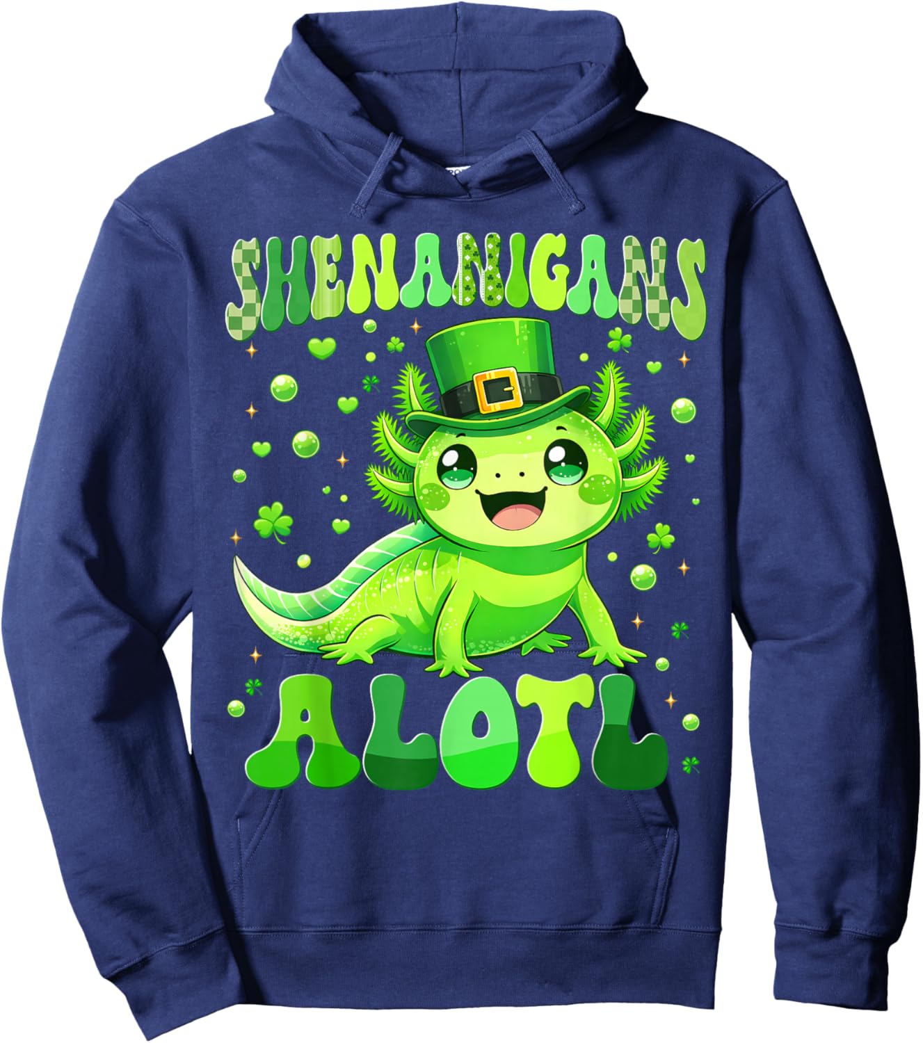 Funny Shenanigans Alotl Axolotl St Patricks Day Boy Kid Hoodie - Hoodie | Navy