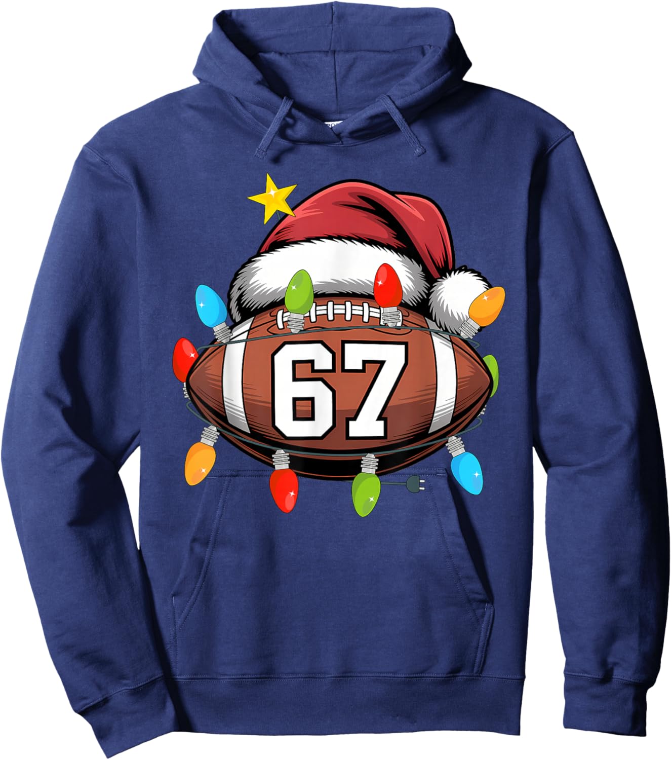 Christmas 67 Meme Football Santa Hat Funny Xmas Boys Men Hoodie - Hoodie | Navy