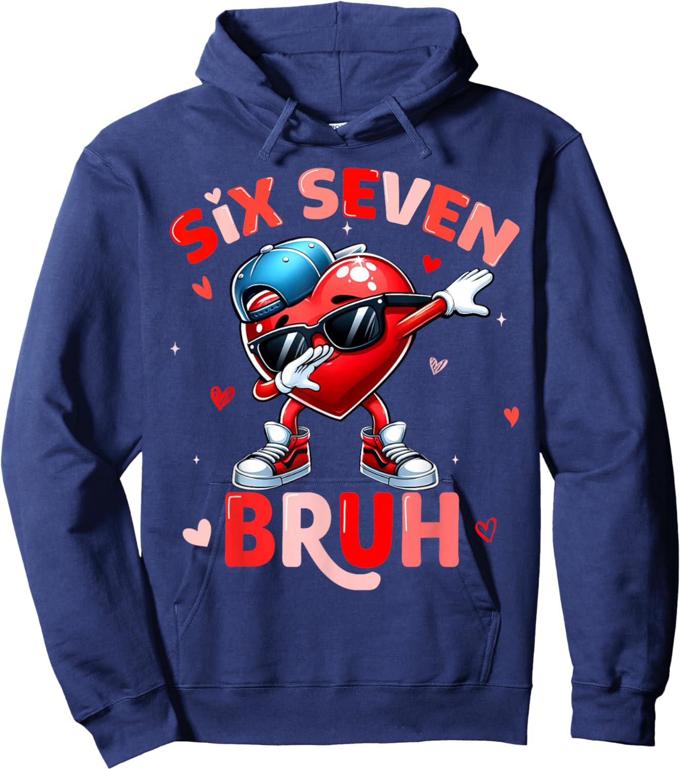 67 Meme 6 7 Heart Dabbing Six Seven Valentines Day Boys Kids Hoodie - Hoodie | Navy