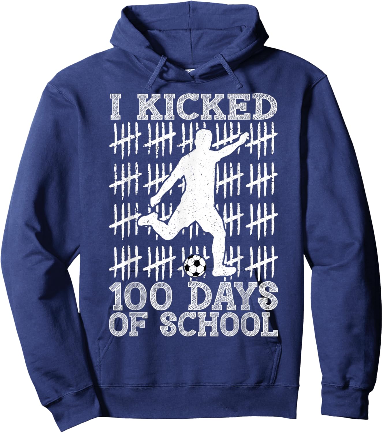 100 Days of School I Kicked Soccer 100th Day of School Boys Hoodie - Hoodie | Navy