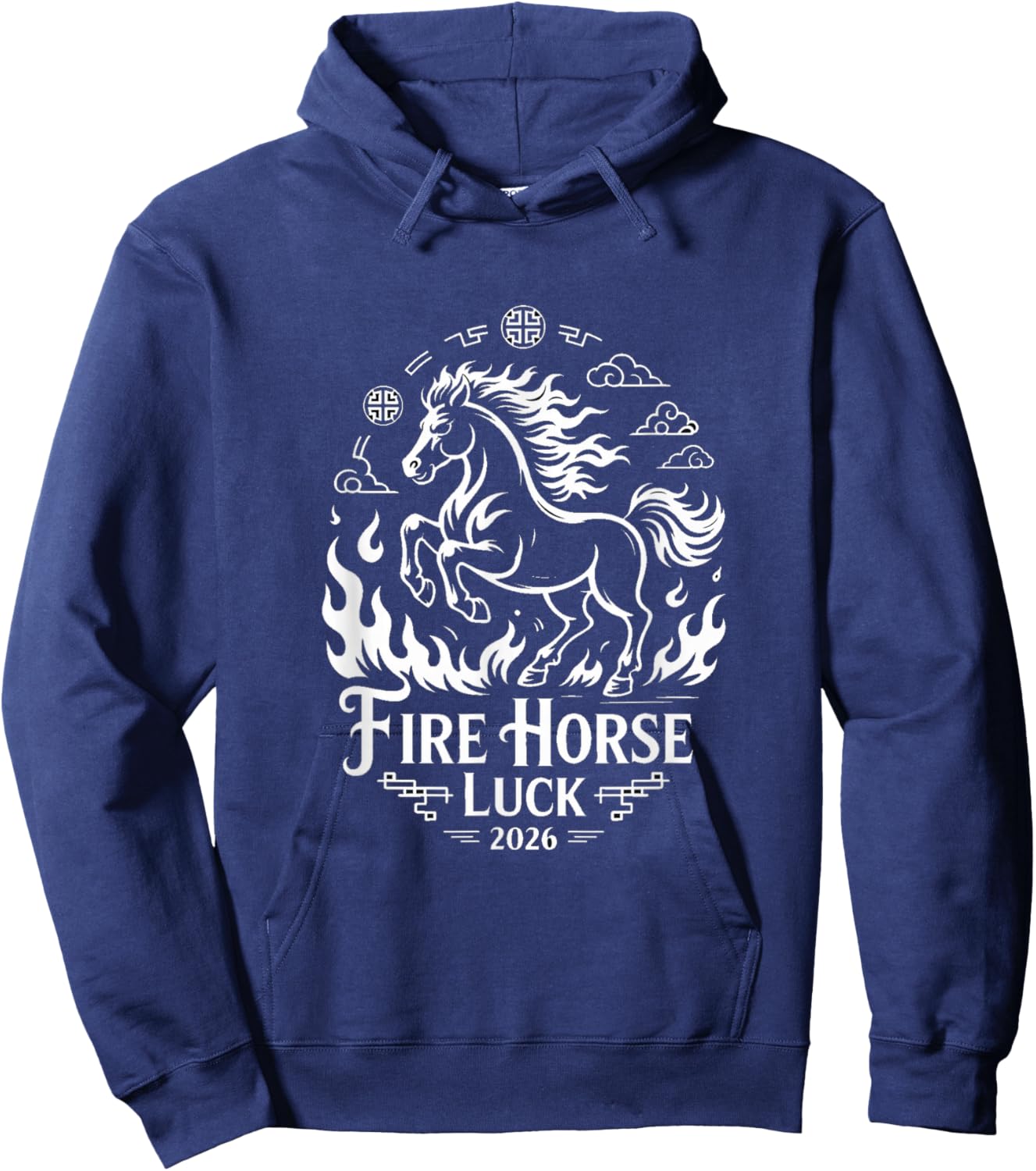 'Fire of Fortune' Chinese New Year Fire Horse 2026 Hoodie - Hoodie | Navy