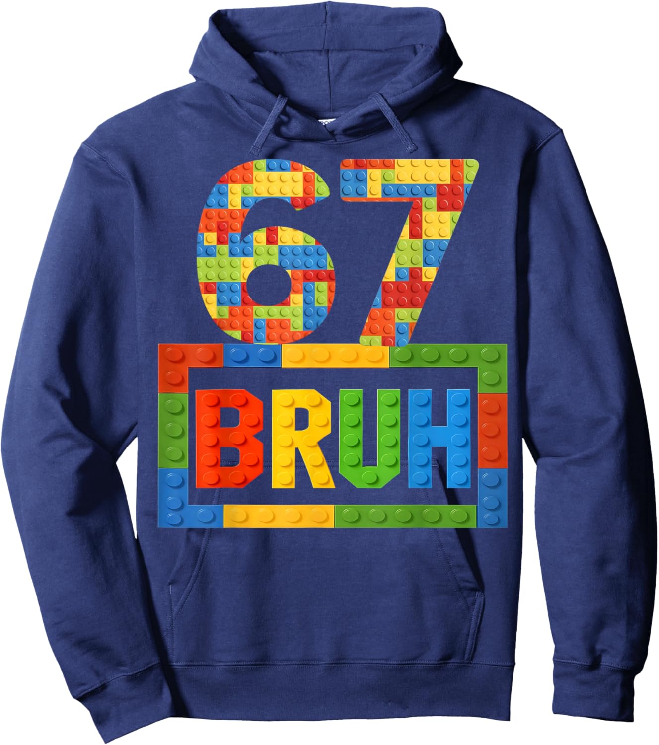 Meme Six Seven 67 Bruh Building Blocks Gift Kids Boys Hoodie - Hoodie | Navy