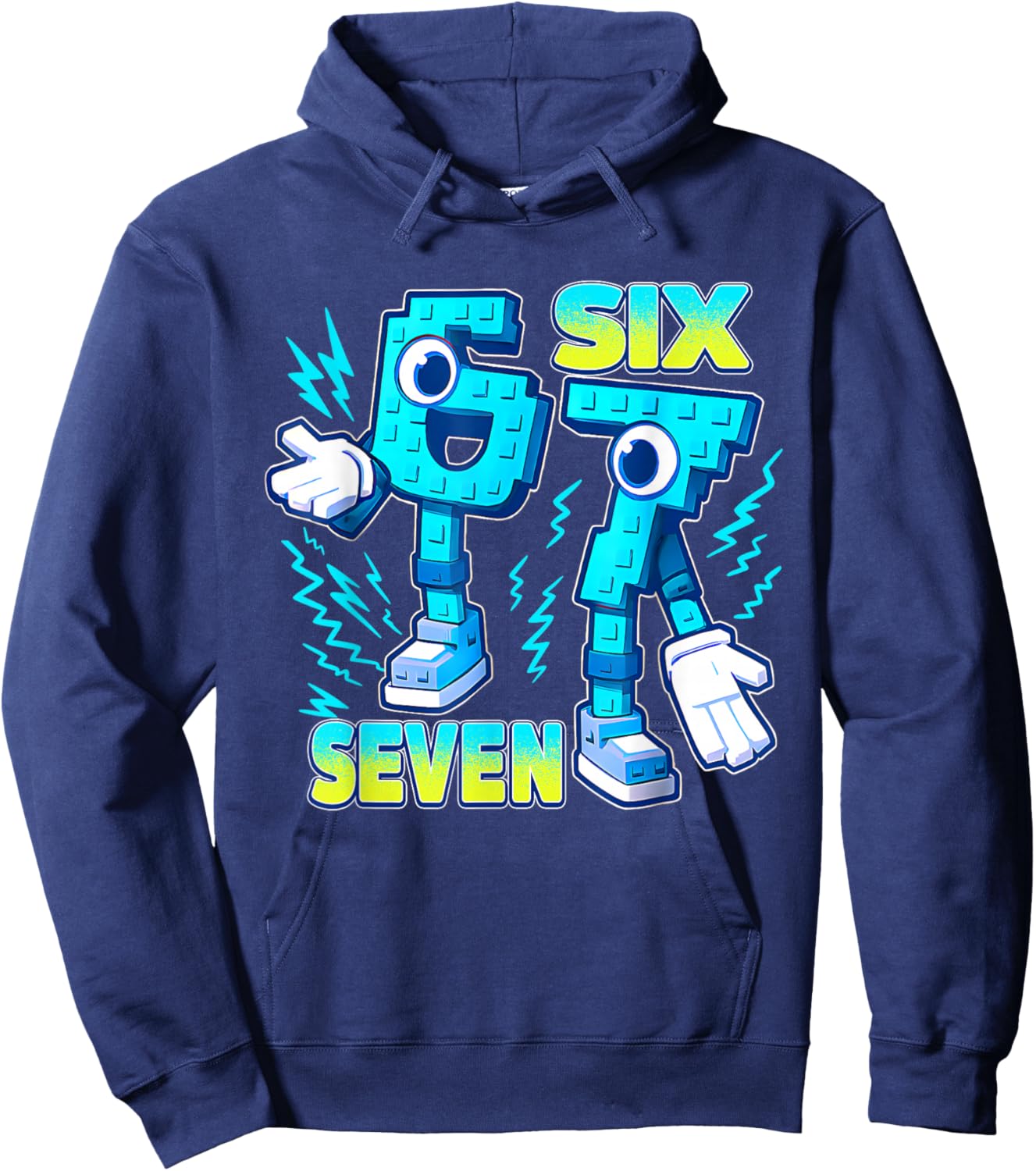 67 Six Seven 6-7 - Funny Italian Brainrot Kids Gaming Meme Hoodie - Hoodie | Navy
