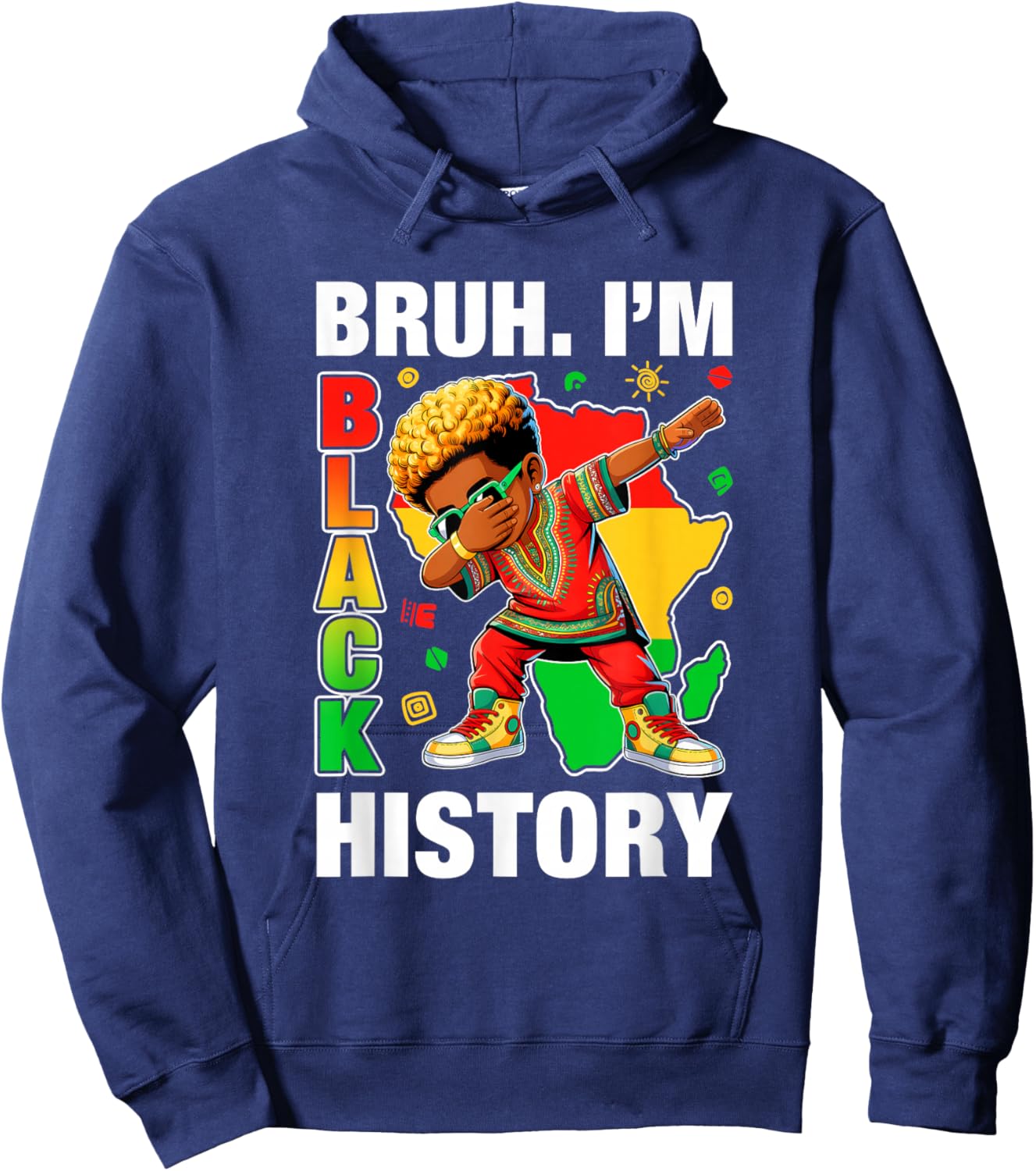 I Am Black History Dabbing Afro Men Boy Black History Month Hoodie - Hoodie | Navy