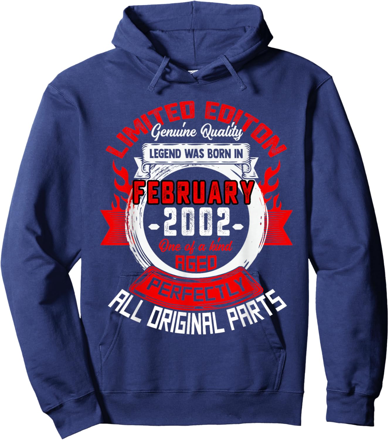 24th Birthday Gift Legend Born in February 2002 24 Yrs Old Hoodie - Hoodie | Navy