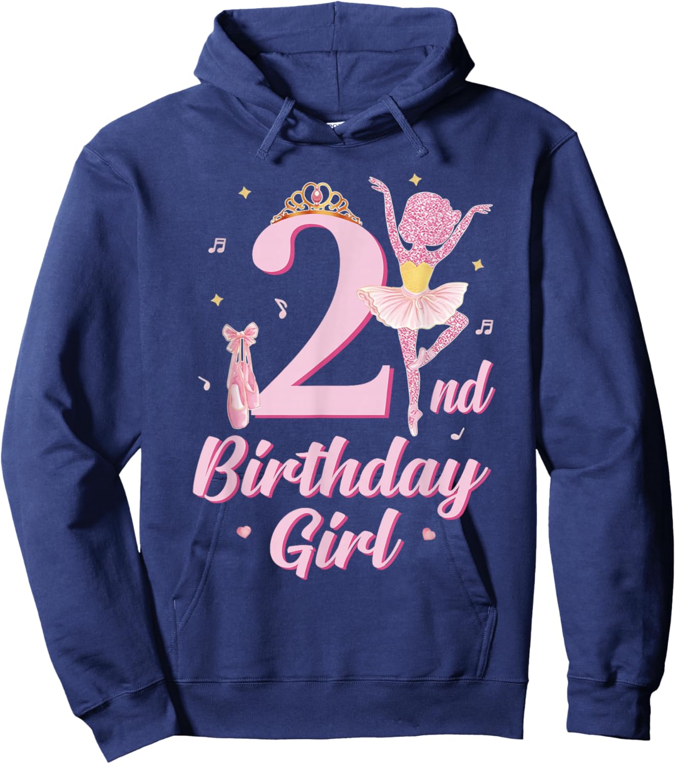 Ballerina 2nd Birthday Party Pink Ballet Tutu Cute 2 Yrs Old Hoodie - Hoodie | Navy